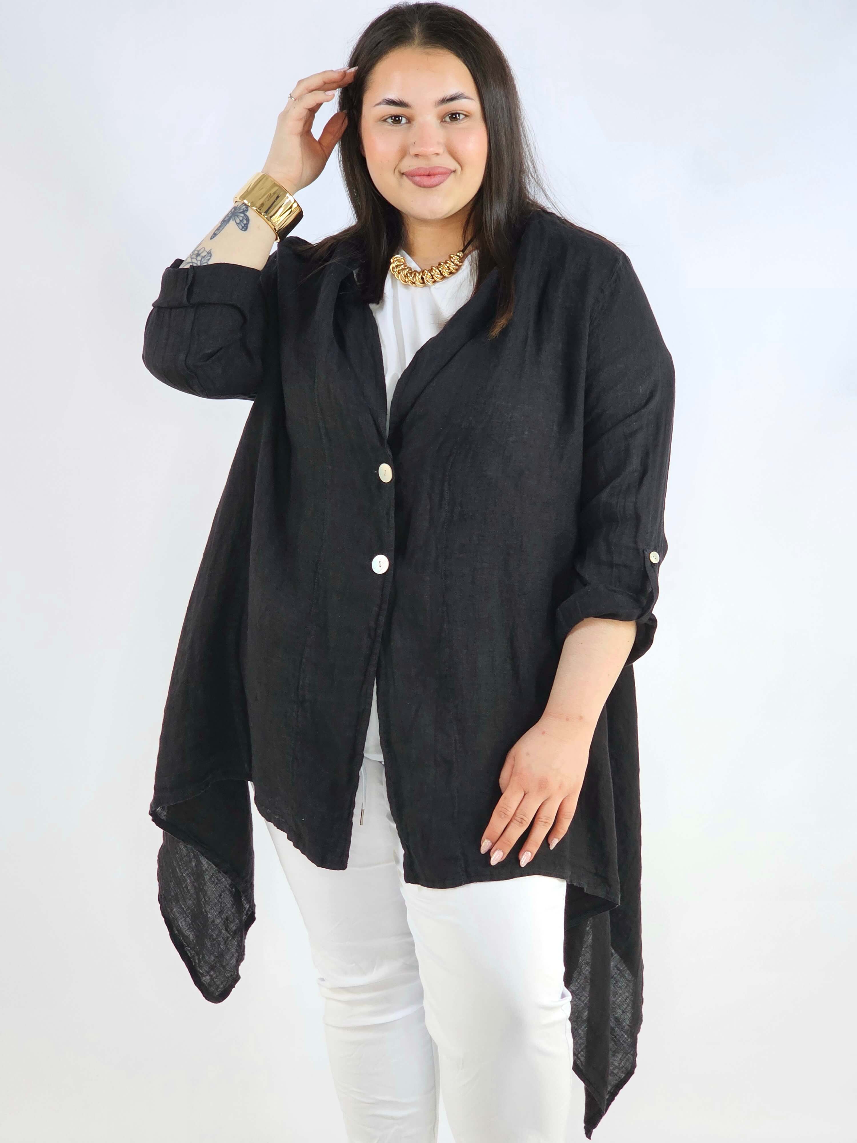 Narzutka plus size – lniana narzutka XXL asymetryczna oversize Stylowa XL