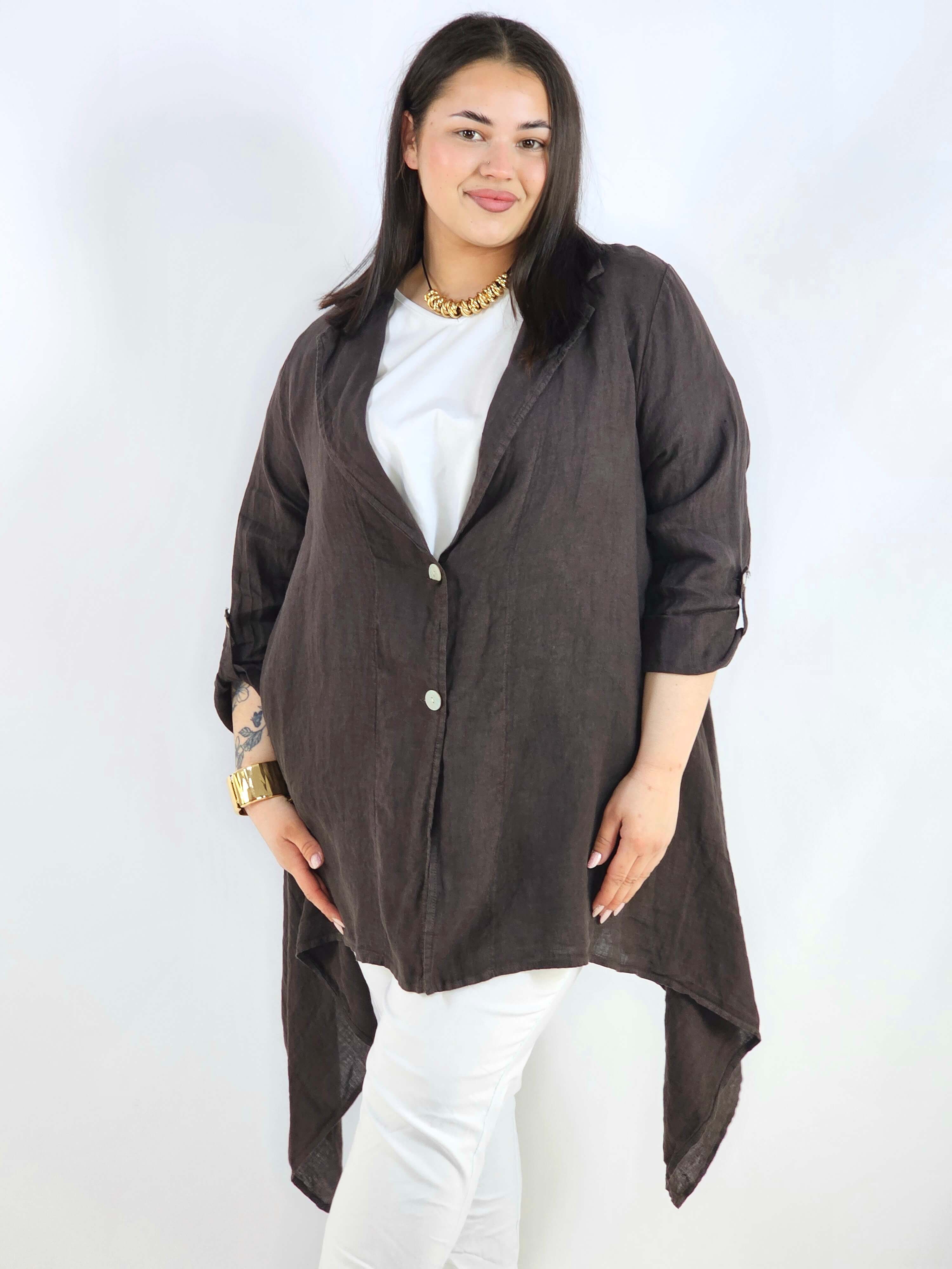Narzutka plus size – lniana narzutka XXL asymetryczna oversize Stylowa XL