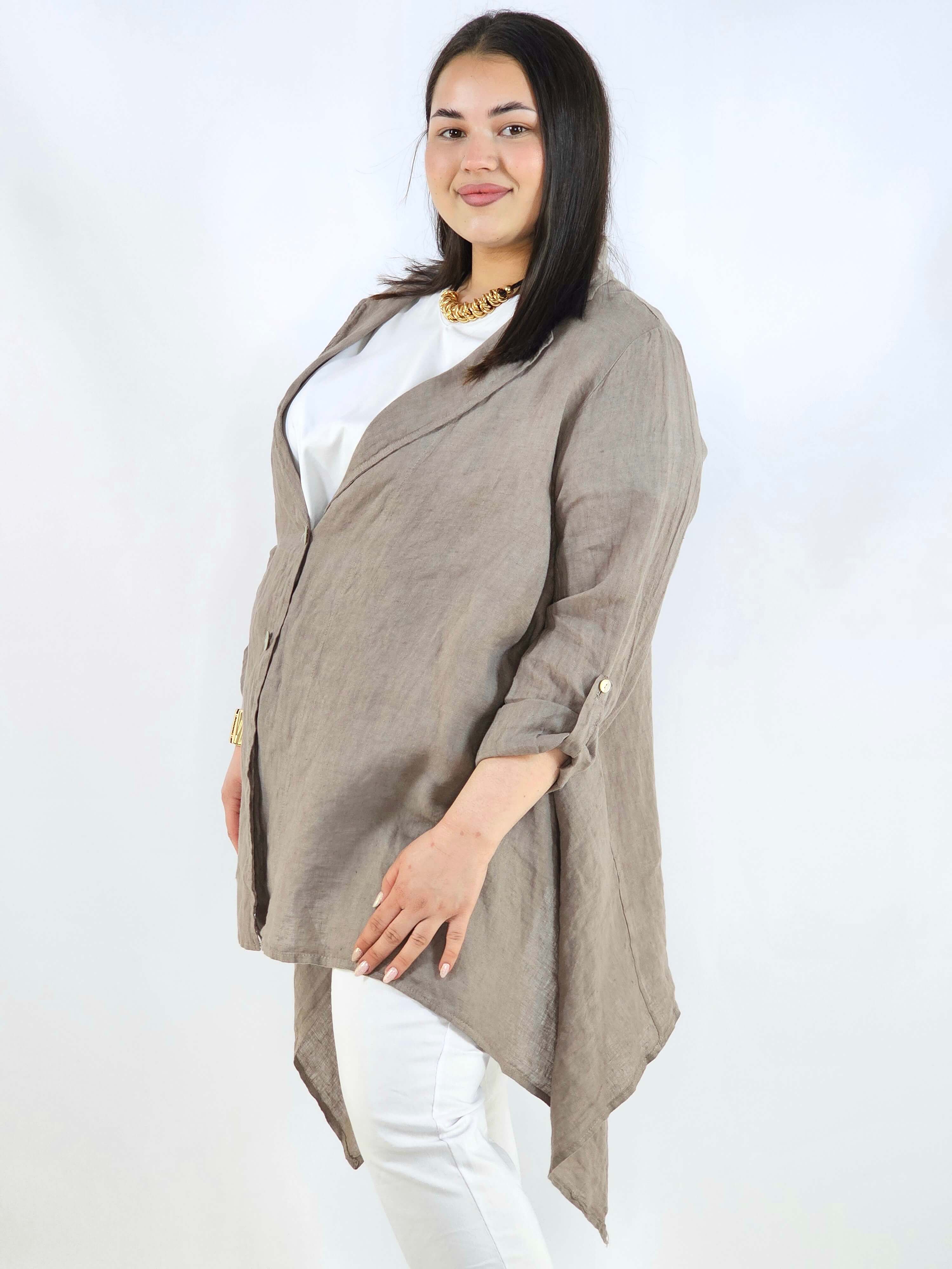 Narzutka plus size – lniana narzutka XXL asymetryczna oversize Stylowa XL