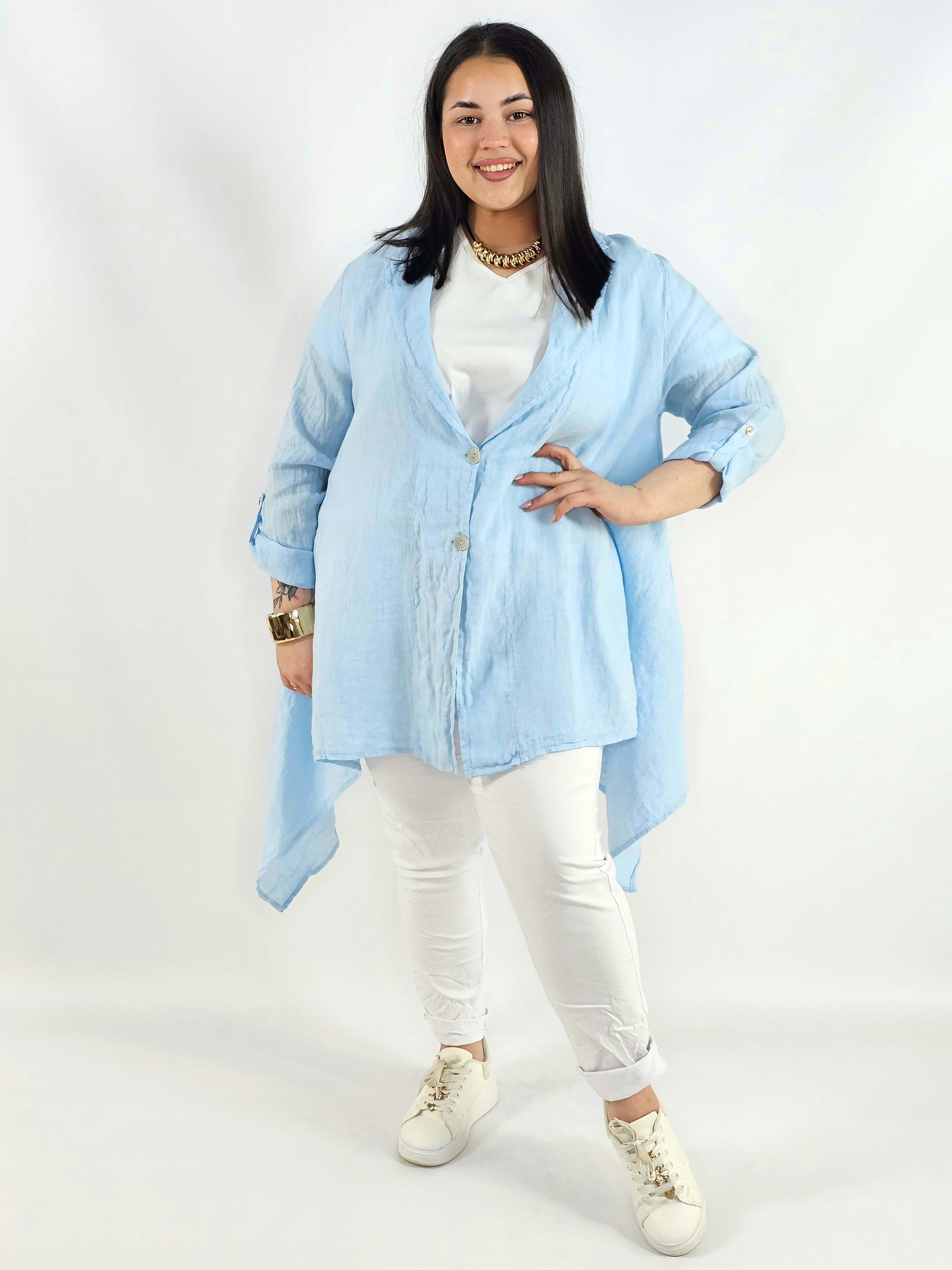 Narzutka plus size – lniana narzutka XXL asymetryczna oversize Stylowa XL