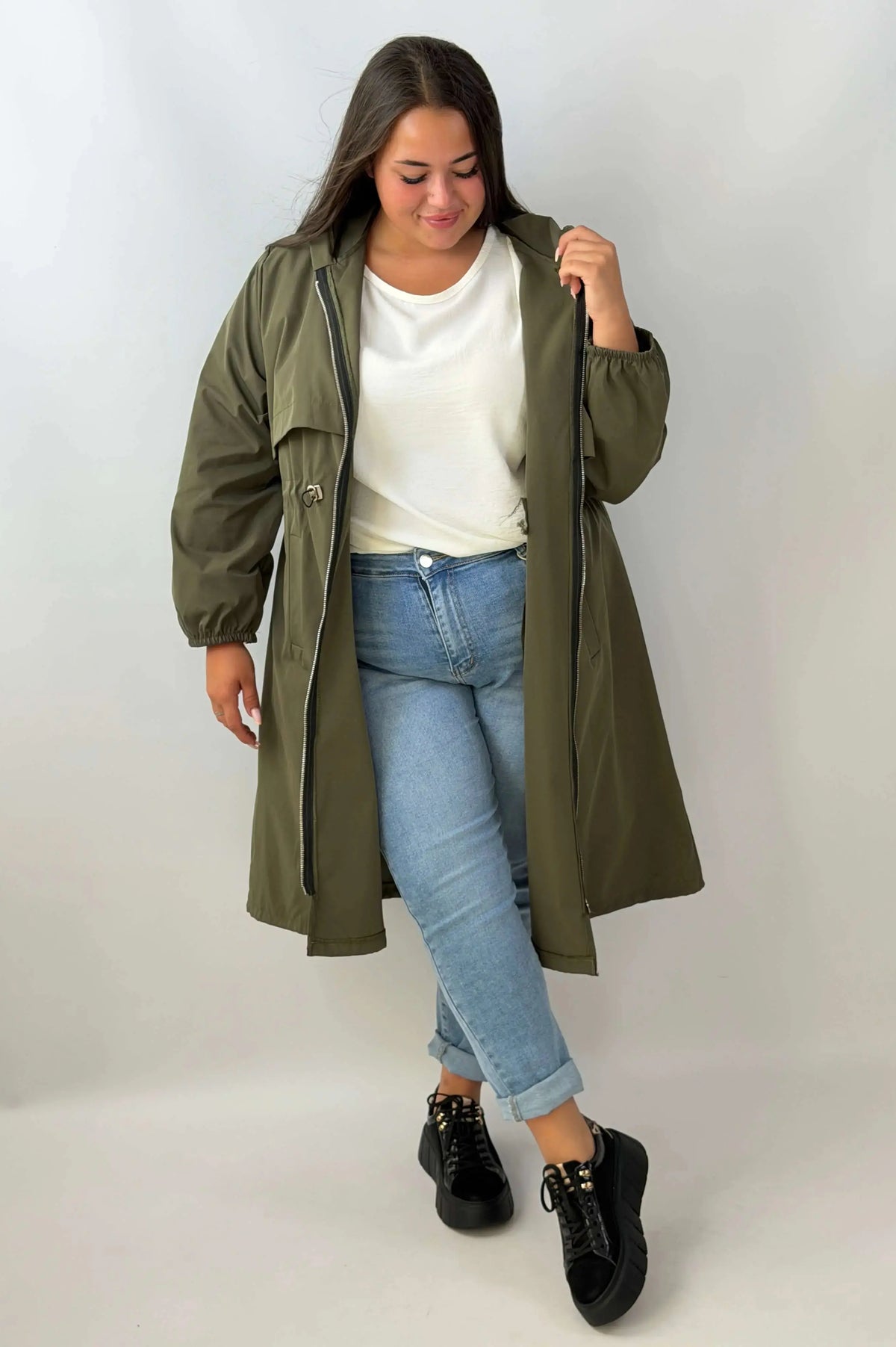 Parka damska Plus Size z kapturem Stylowa XL