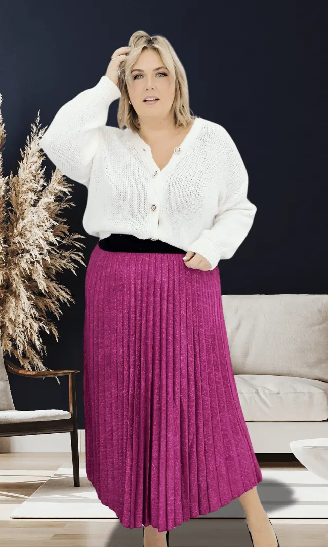 Piękna plisowana spódnica- róż Stylowa XL