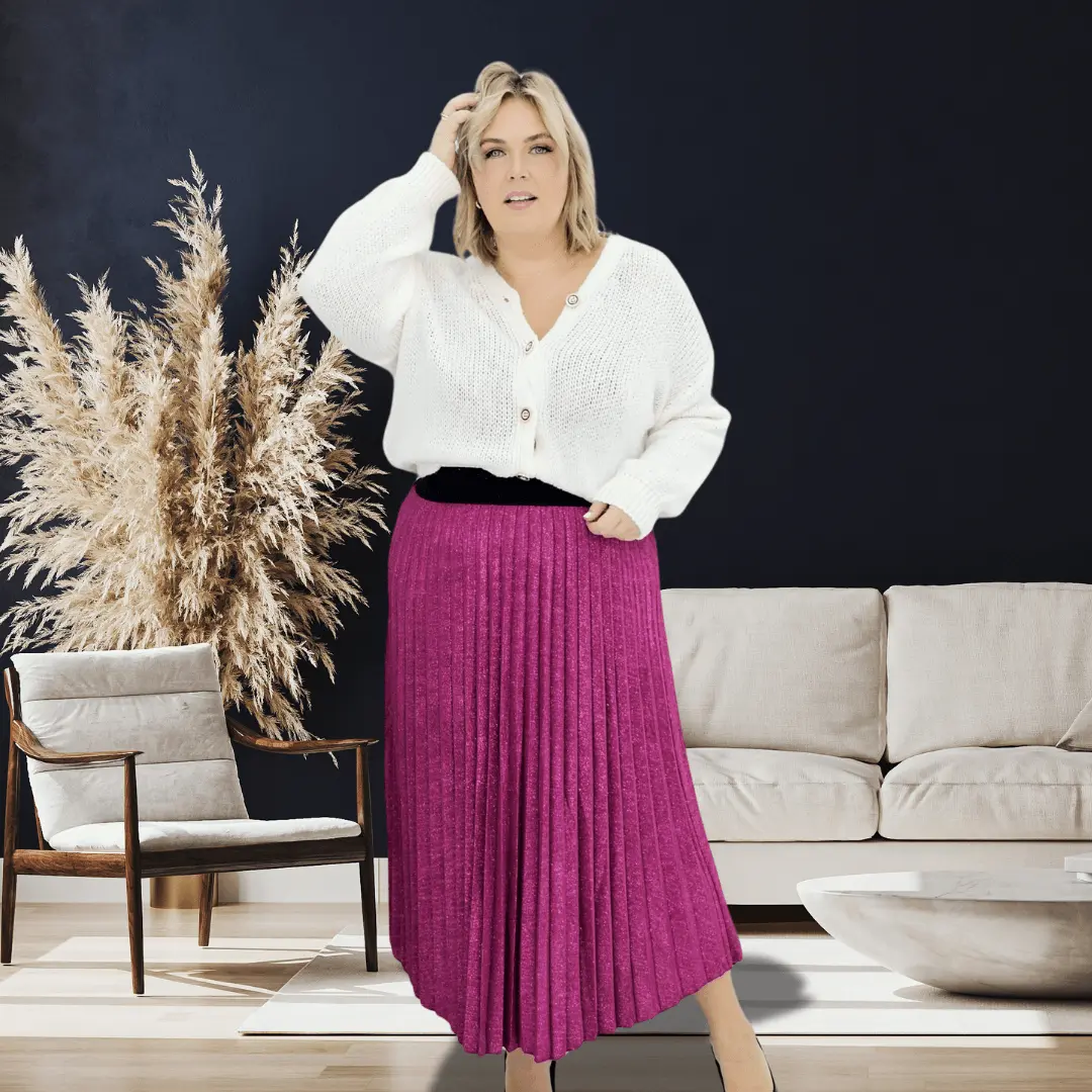 Piękna plisowana spódnica- róż Stylowa XL