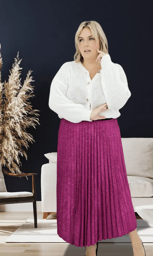 Piękna plisowana spódnica- róż Stylowa XL