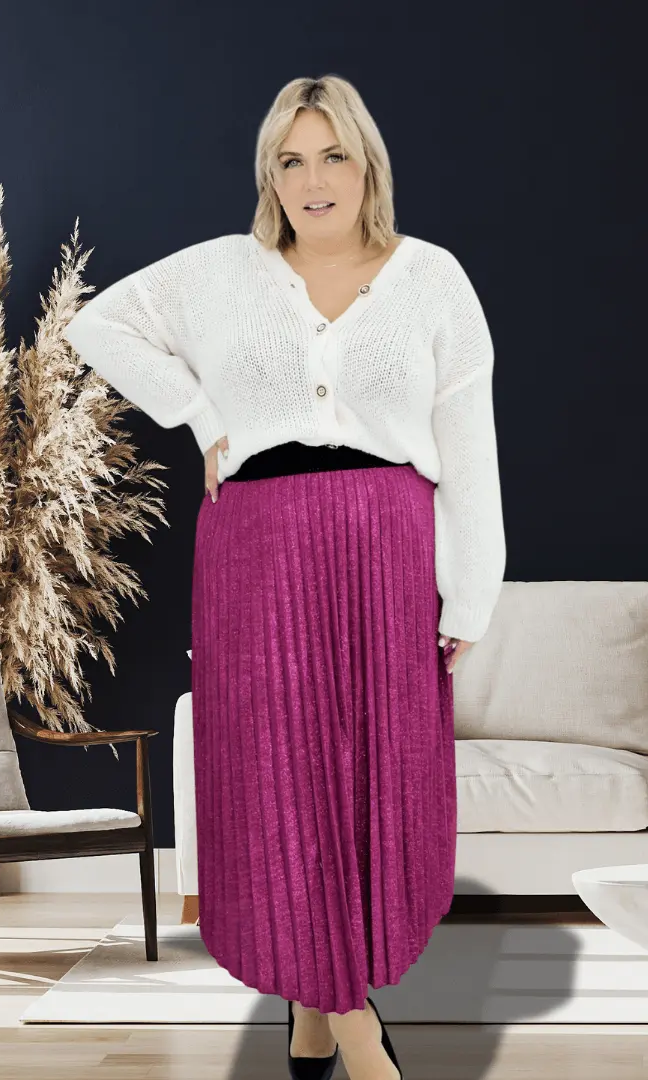 Piękna plisowana spódnica- róż Stylowa XL