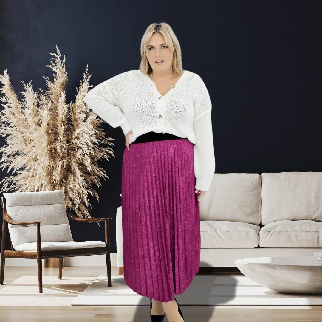 Piękna plisowana spódnica- róż Stylowa XL