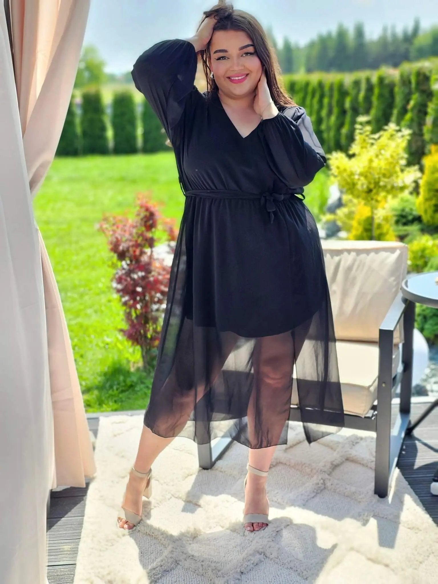 Piękna sukienka szyfonowa, w pasie gumka, super model - kilka kolorów Stylowa XL