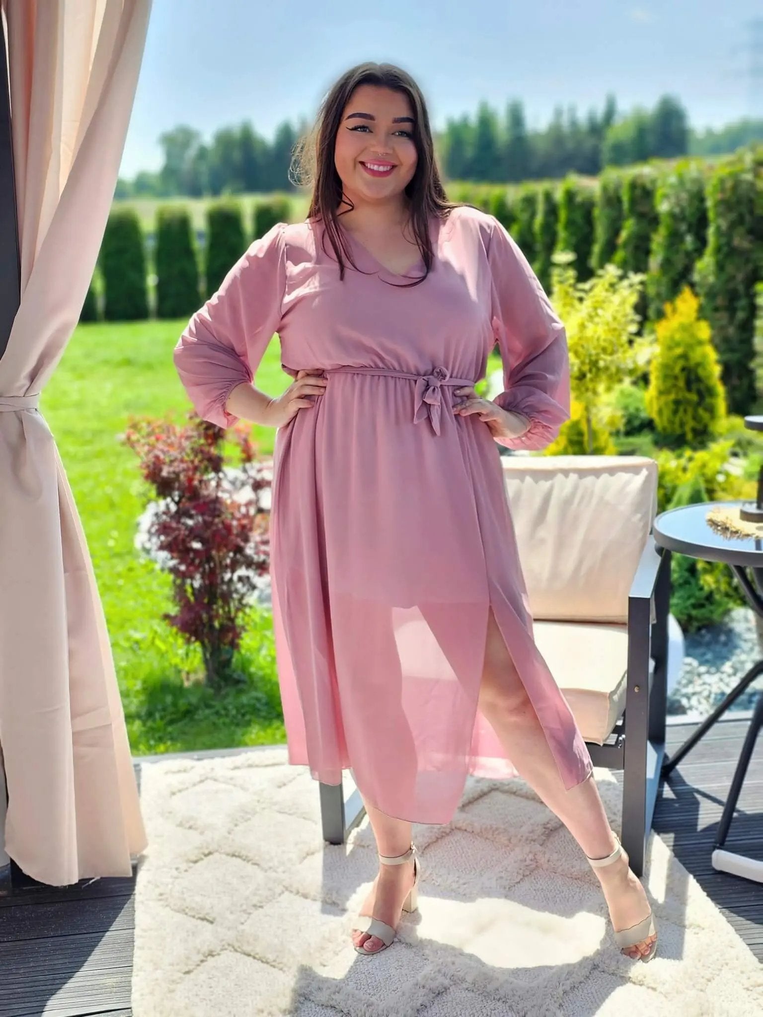 Piękna sukienka szyfonowa, w pasie gumka, super model - kilka kolorów Stylowa XL