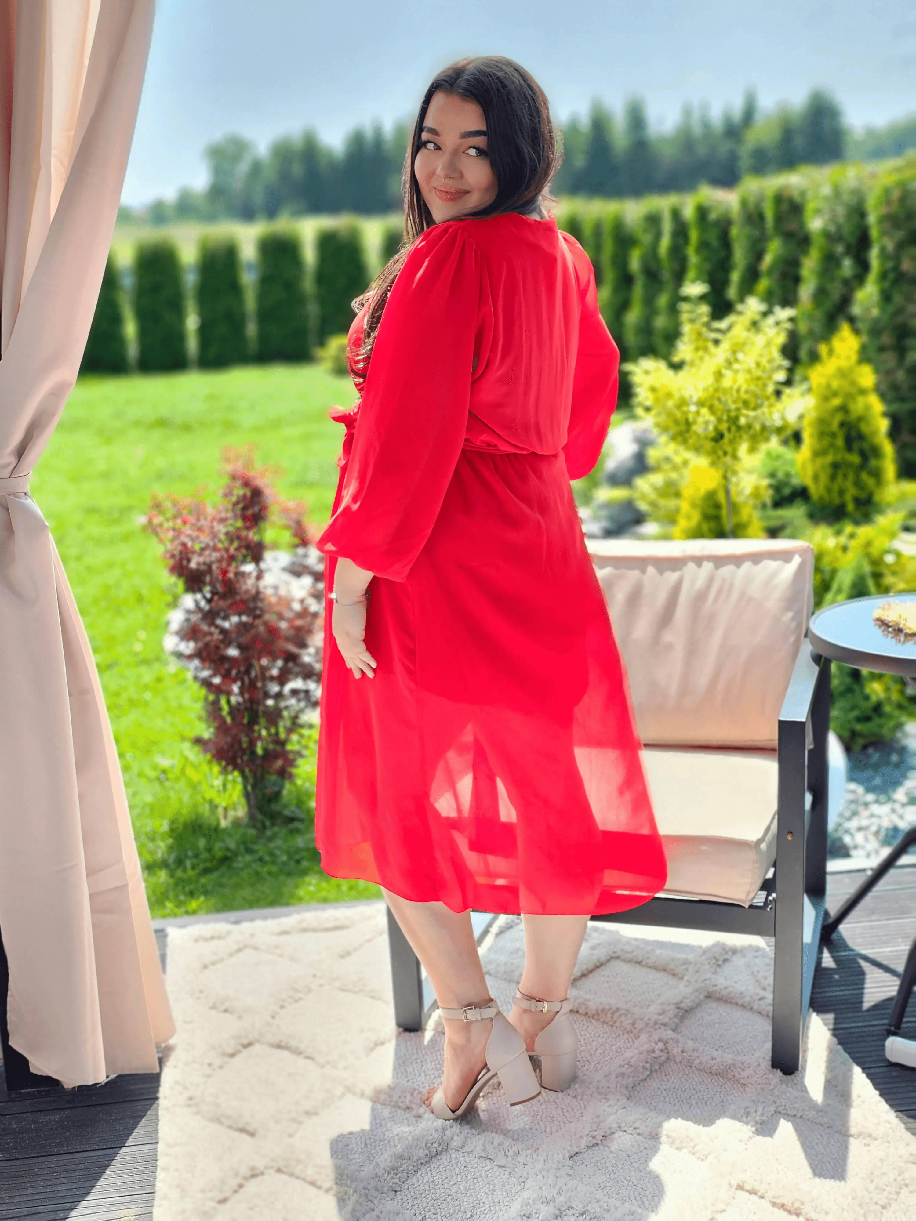 Piękna sukienka szyfonowa, w pasie gumka, super model - kilka kolorów Stylowa XL