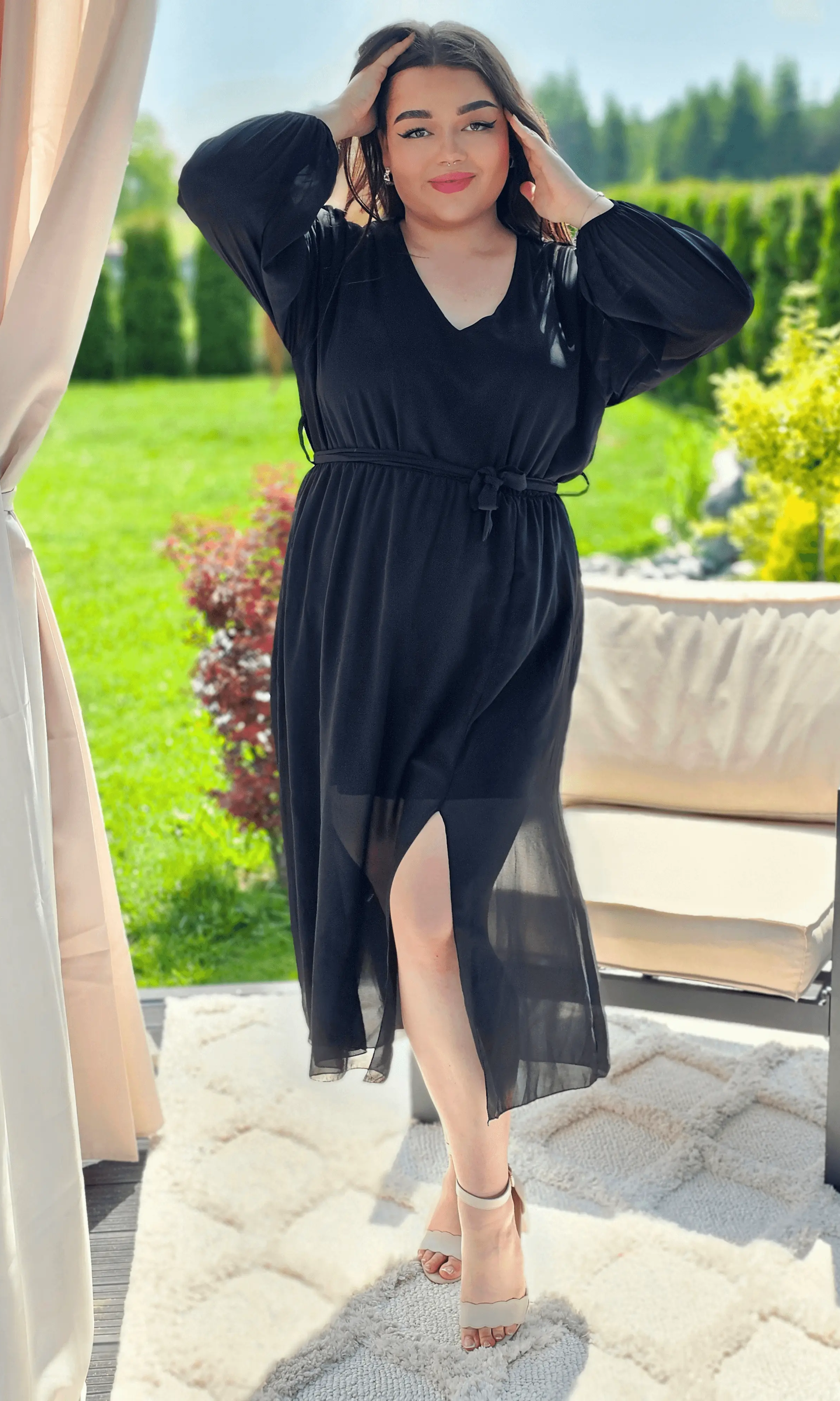 Piękna sukienka szyfonowa, w pasie gumka, super model - kilka kolorów Stylowa XL