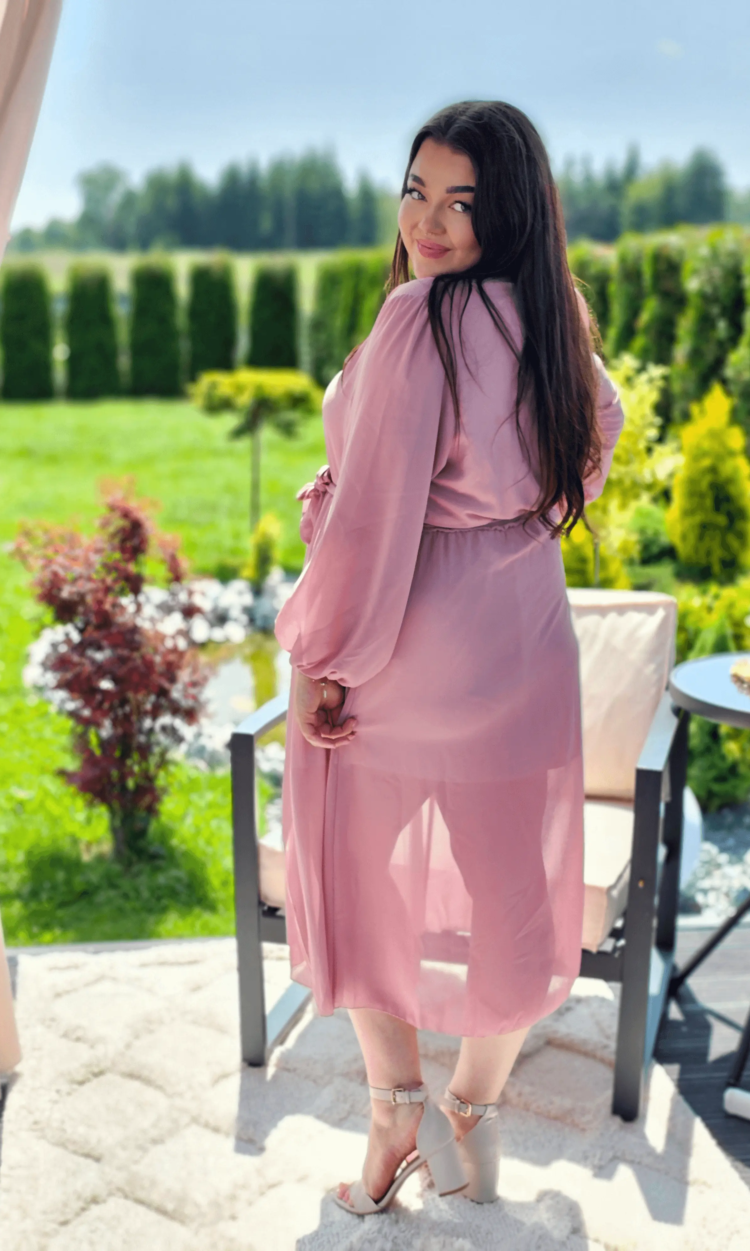 Piękna sukienka szyfonowa, w pasie gumka, super model - kilka kolorów Stylowa XL