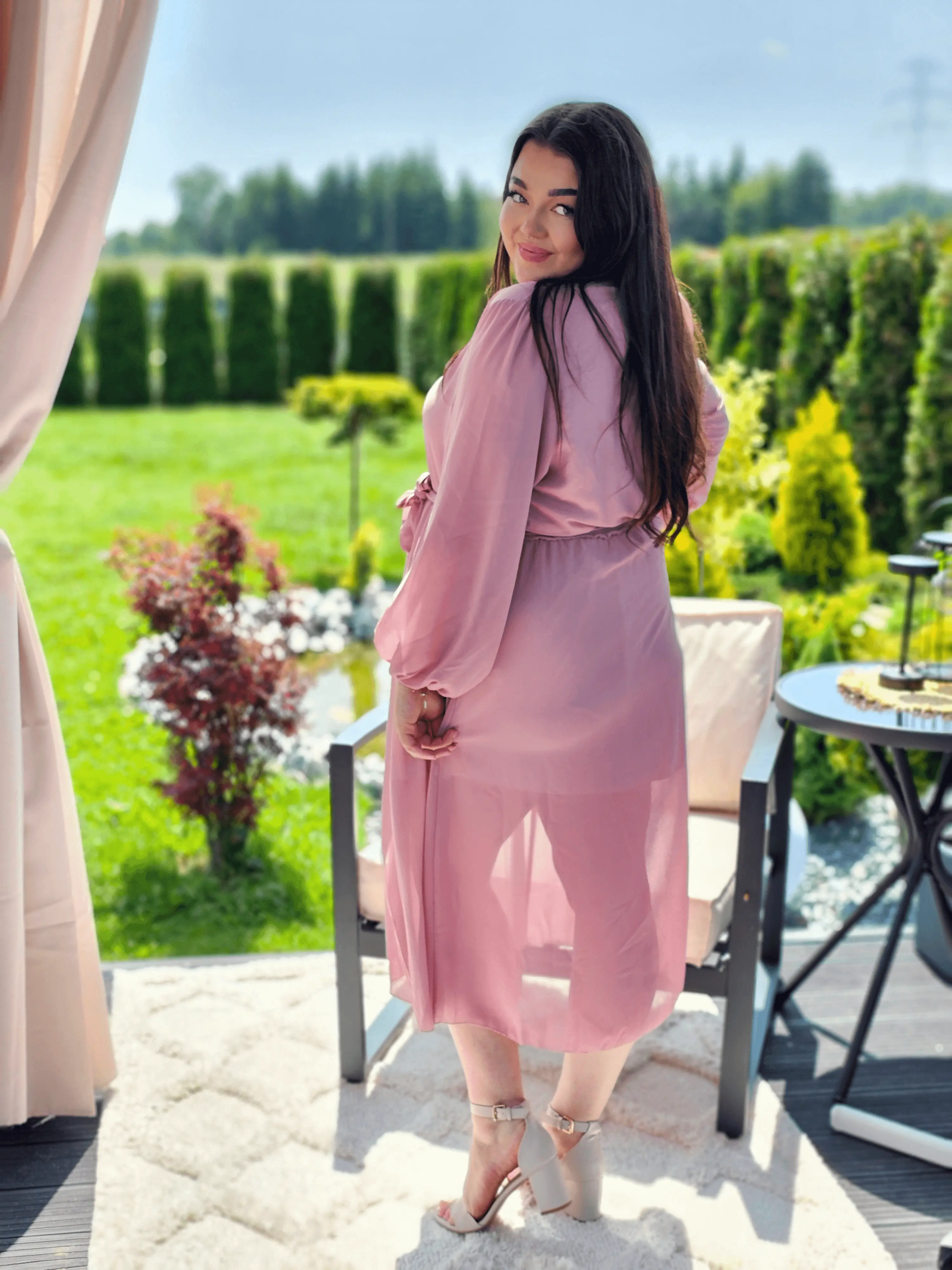 Piękna sukienka szyfonowa, w pasie gumka, super model - kilka kolorów Stylowa XL