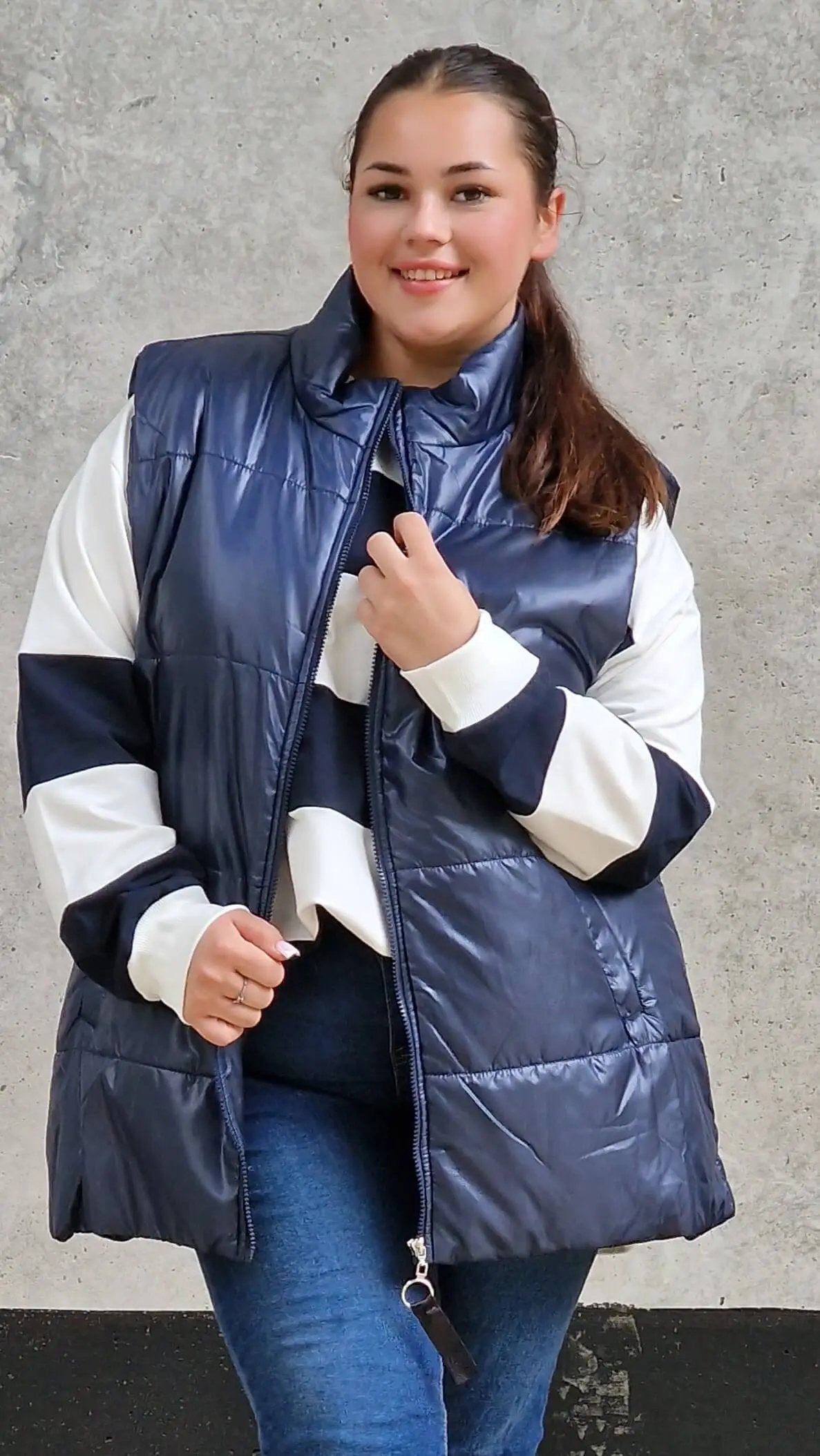 Pikowana kamizelka bez kaptura Stylowa XL