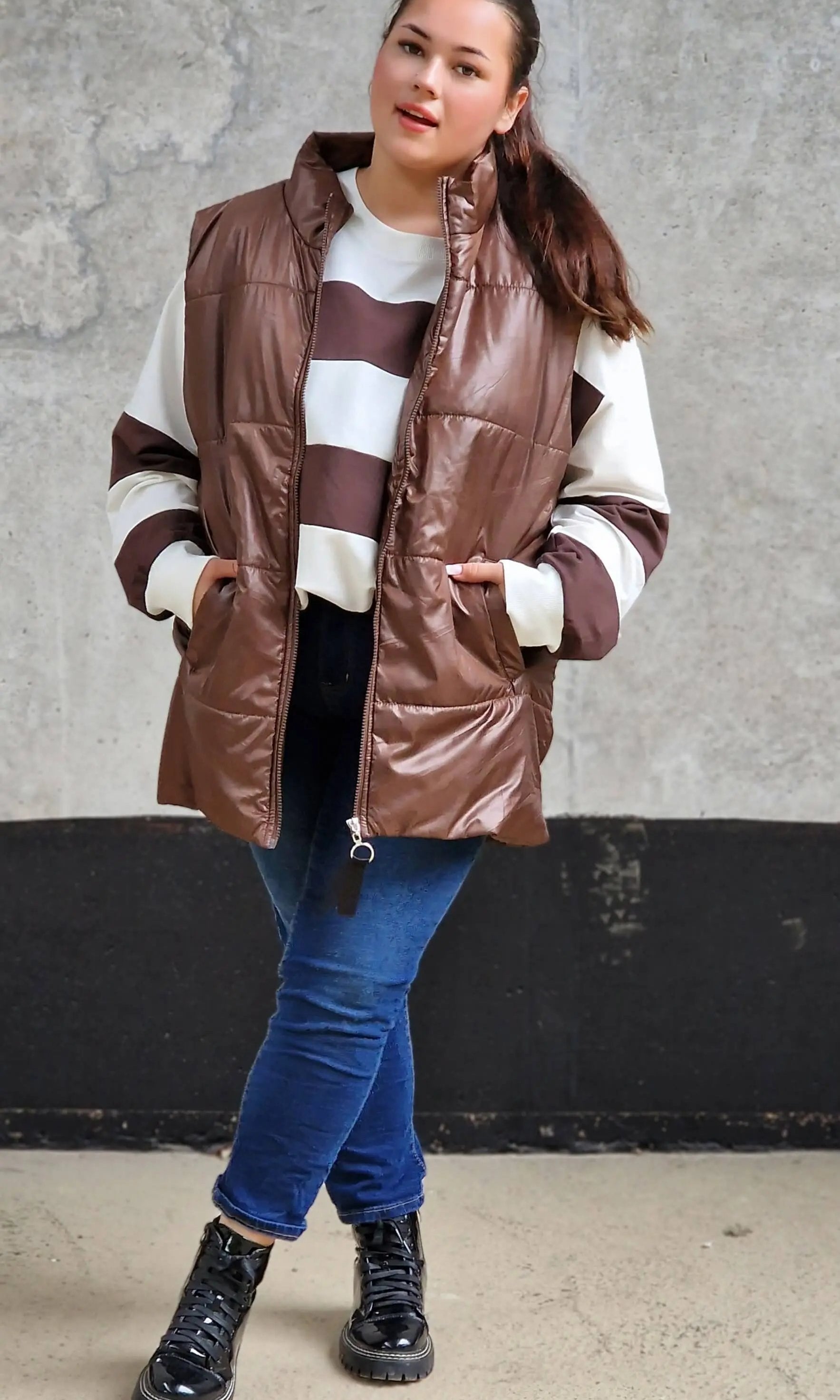 Pikowana kamizelka bez kaptura Stylowa XL