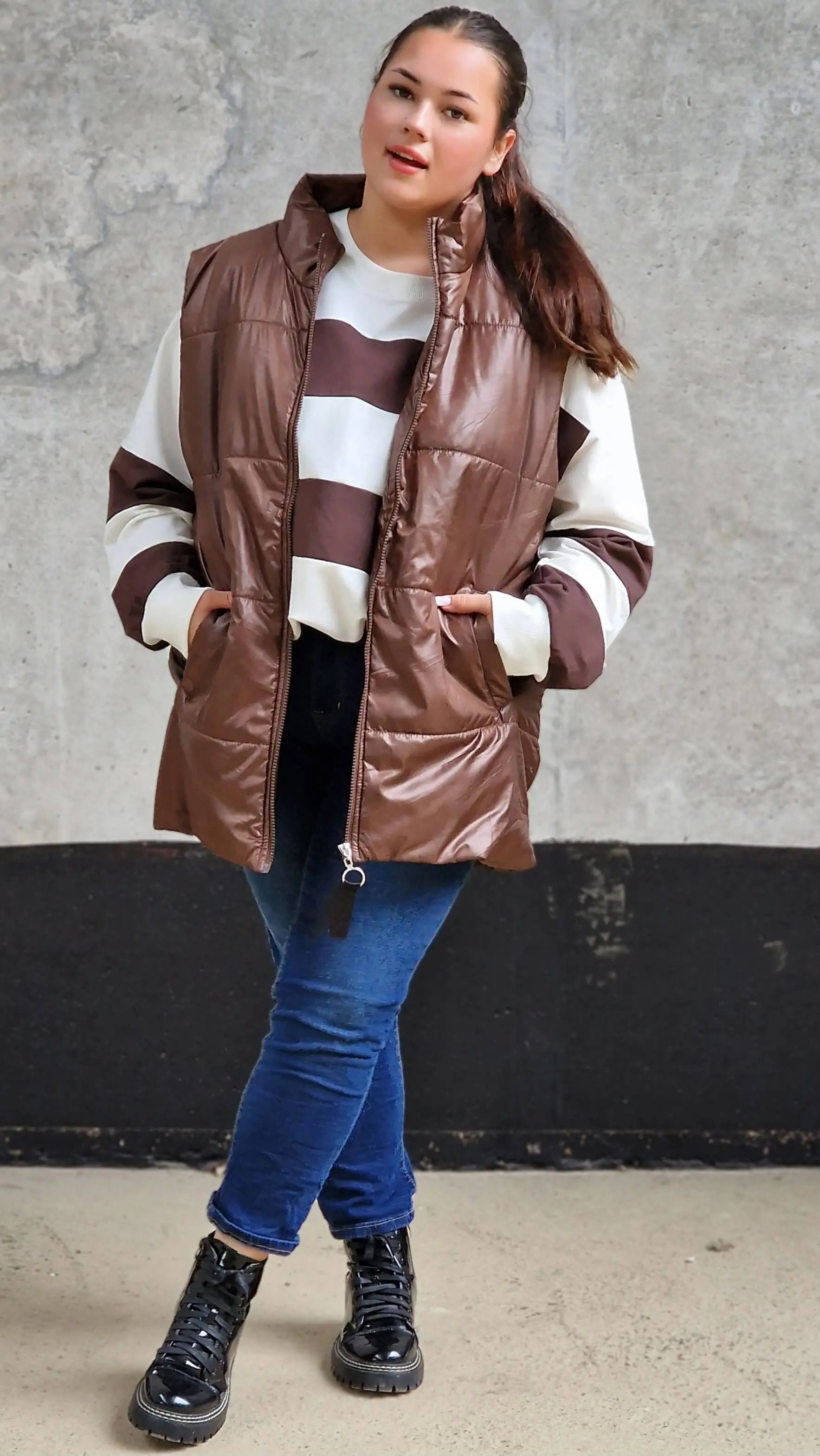 Pikowana kamizelka bez kaptura Stylowa XL