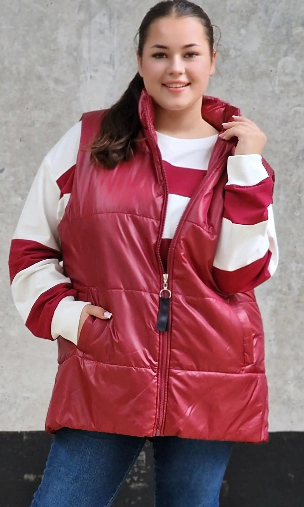 Pikowana kamizelka bez kaptura Stylowa XL