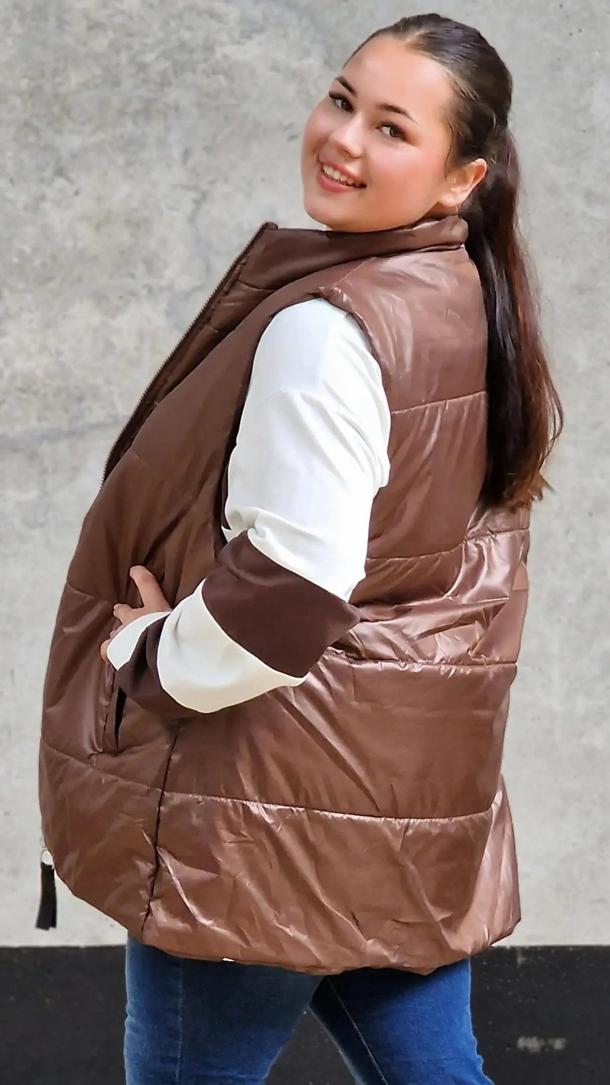 Pikowana kamizelka bez kaptura Stylowa XL