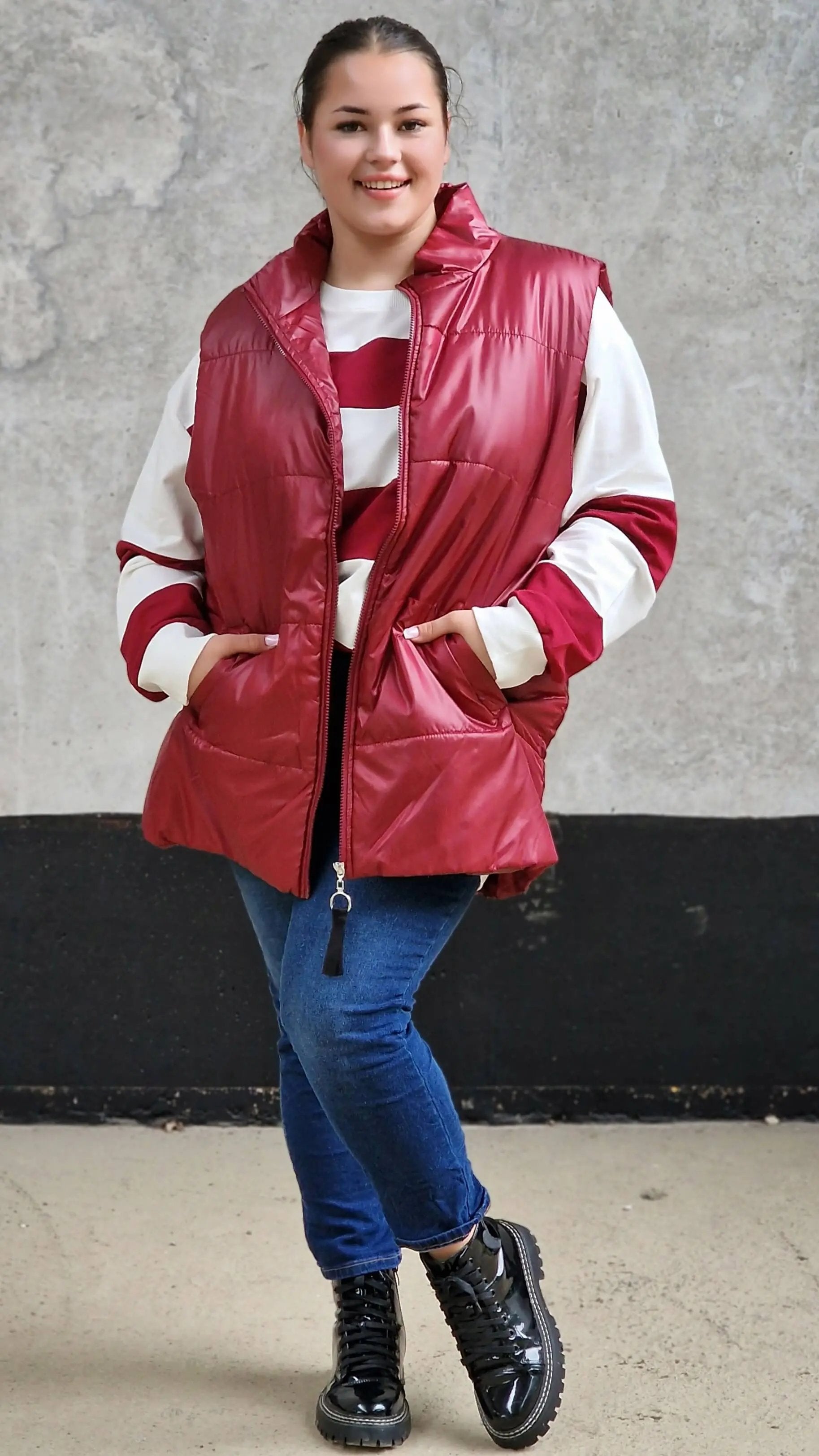 Pikowana kamizelka bez kaptura Stylowa XL