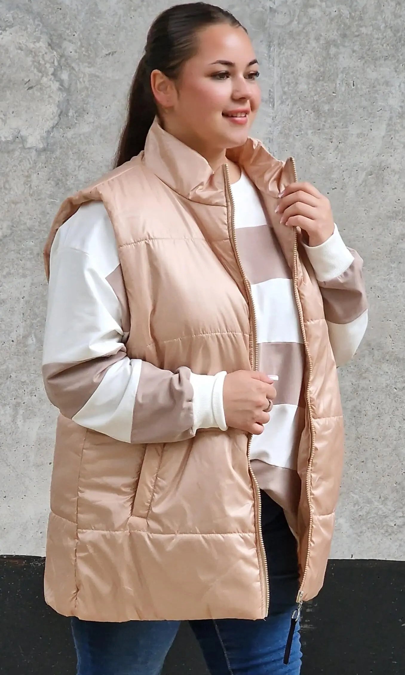 Pikowana kamizelka bez kaptura Stylowa XL