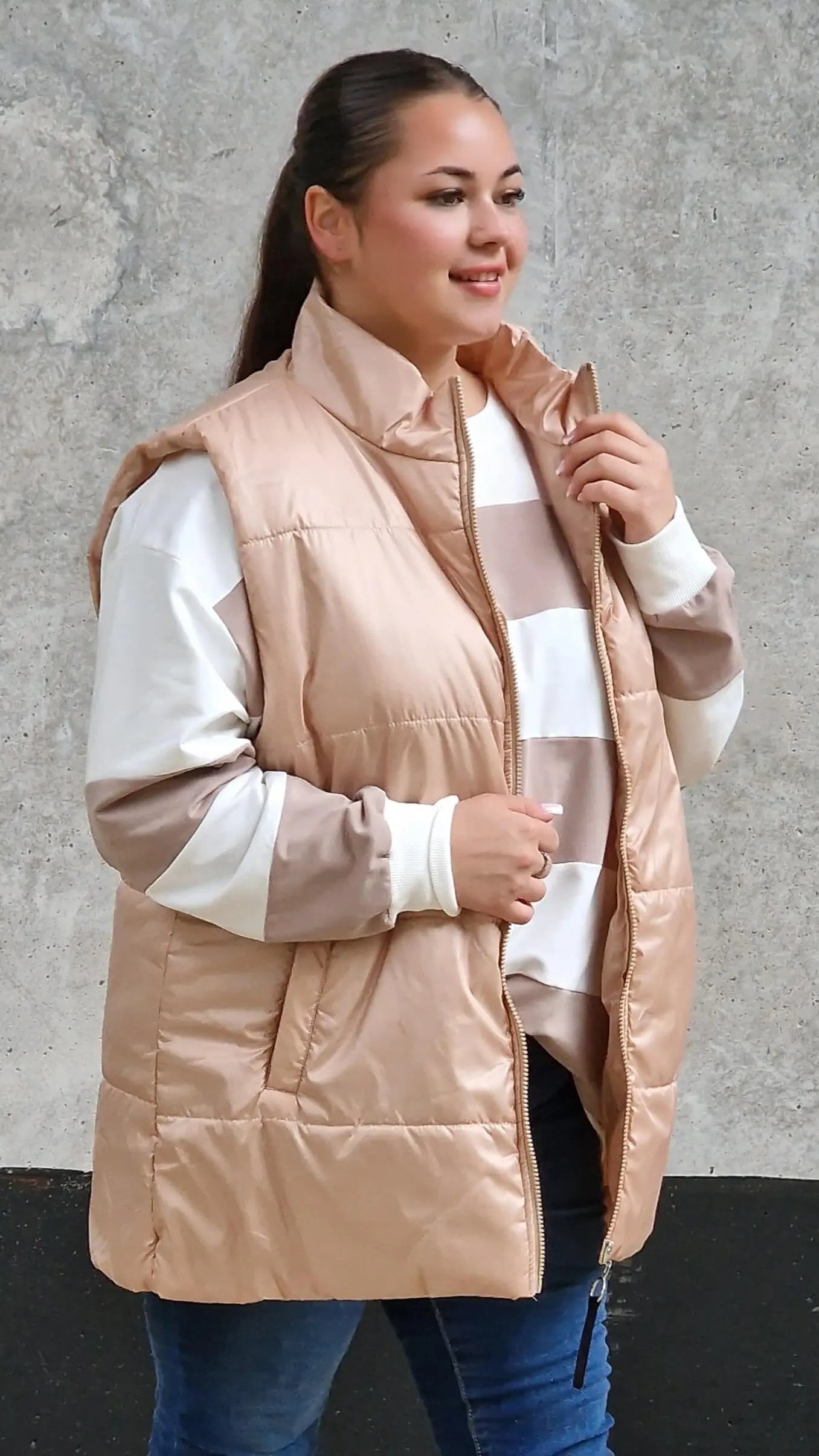 Pikowana kamizelka bez kaptura Stylowa XL