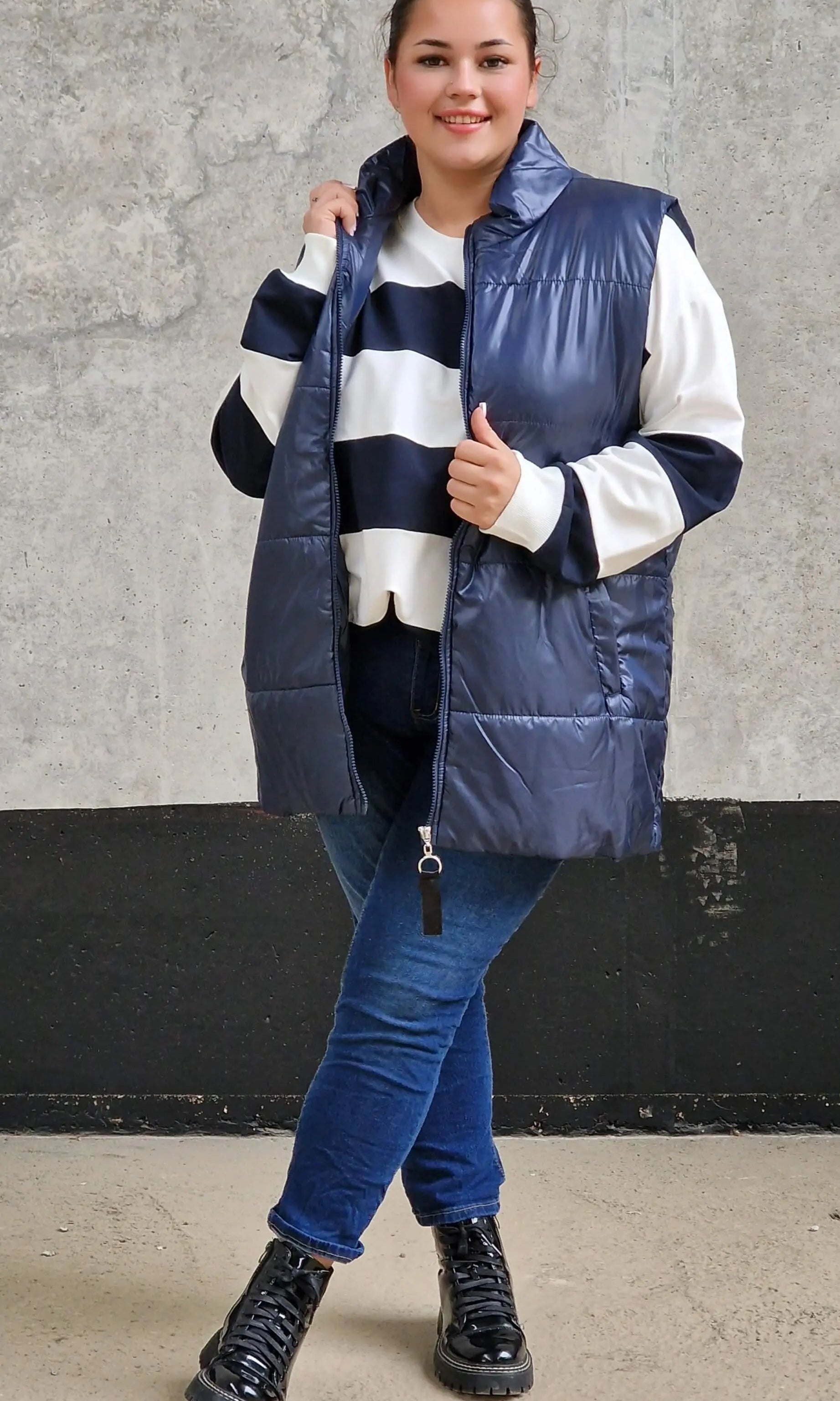 Pikowana kamizelka bez kaptura Stylowa XL