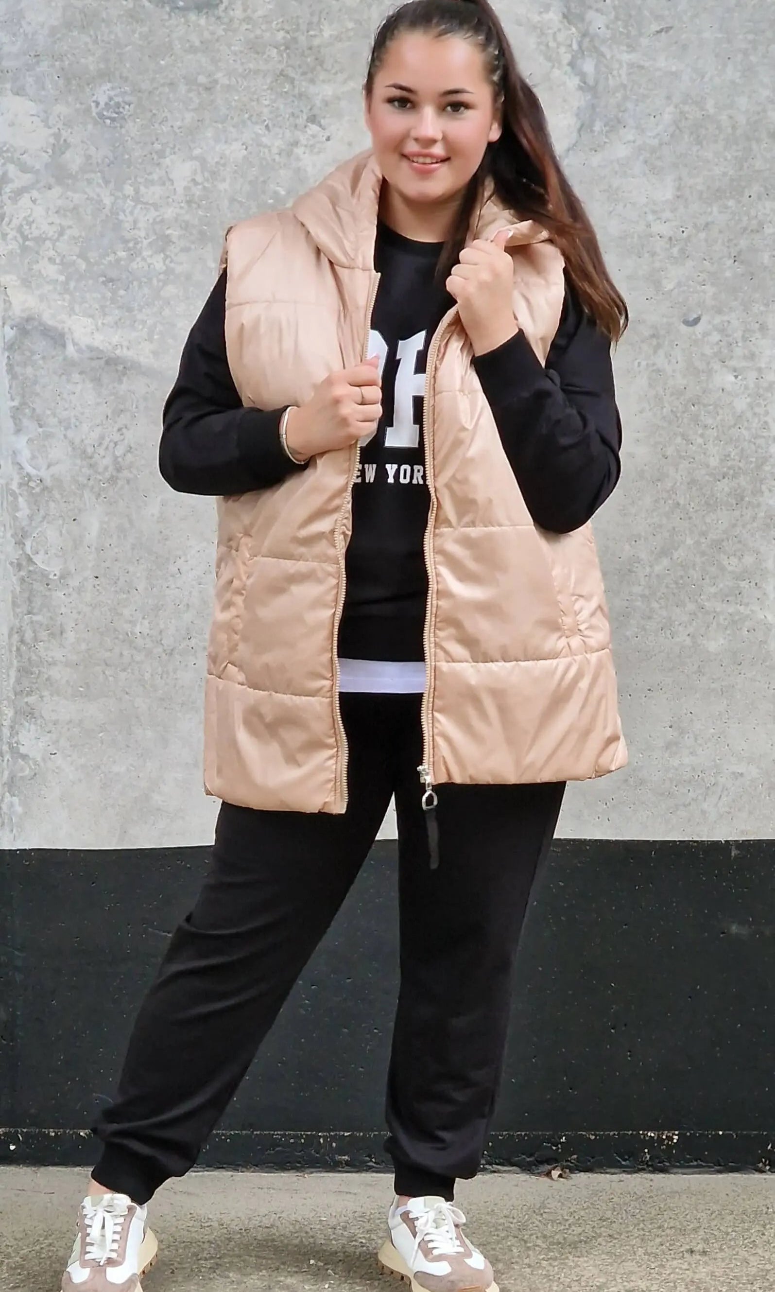 Pikowana kamizelka z kapturem Stylowa XL