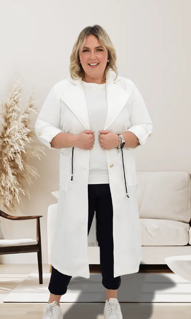 Płaszczyk wiosenny- biały Stylowa XL