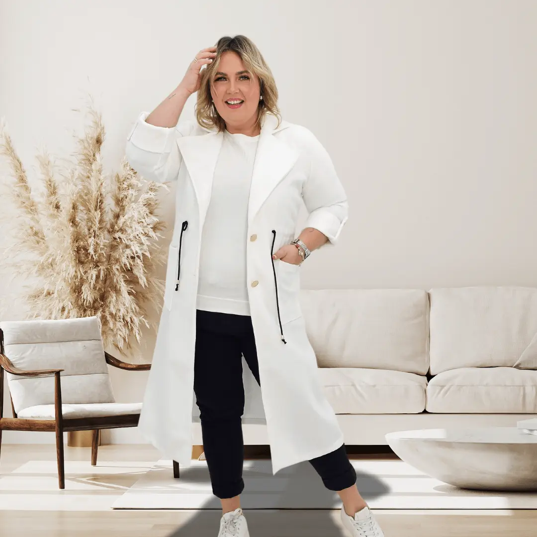 Płaszczyk wiosenny- biały Stylowa XL