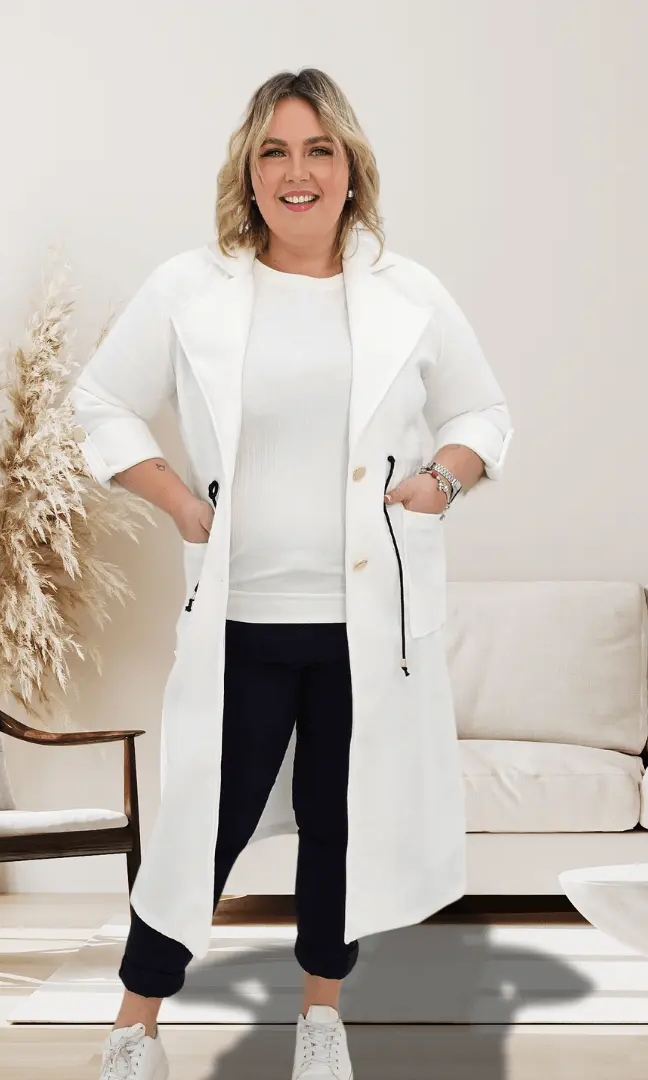 Płaszczyk wiosenny- biały Stylowa XL