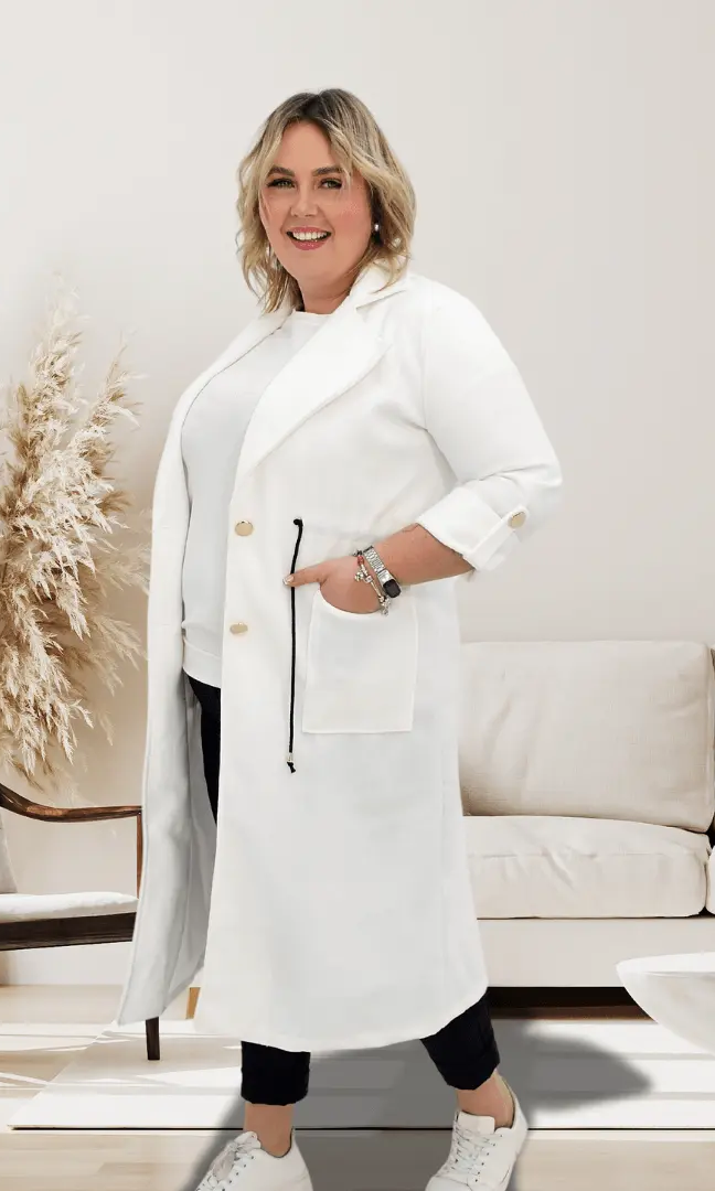 Płaszczyk wiosenny- biały Stylowa XL