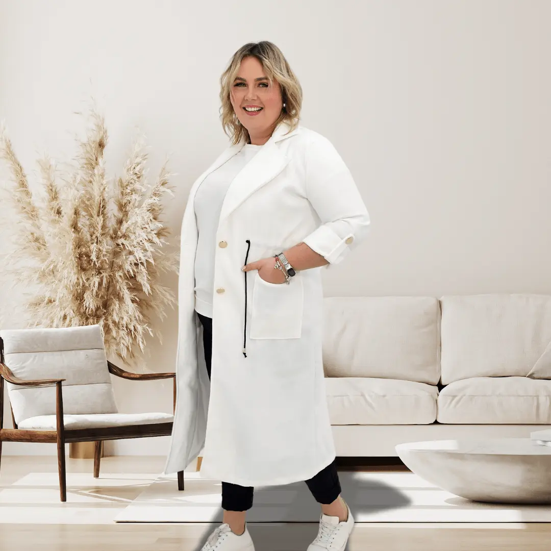 Płaszczyk wiosenny- biały Stylowa XL