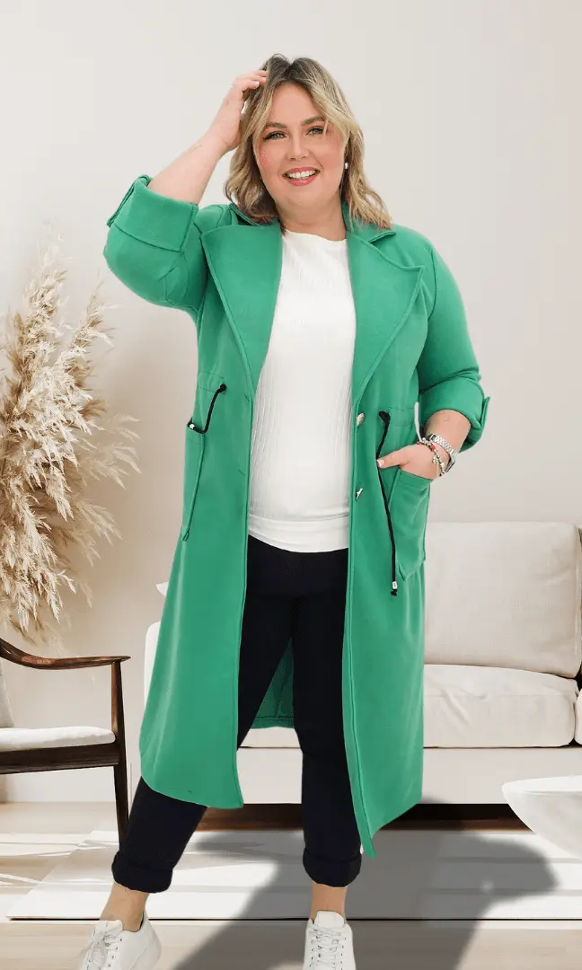 Płaszczyk wiosenny- zielony Stylowa XL