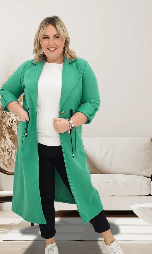 Płaszczyk wiosenny- zielony Stylowa XL