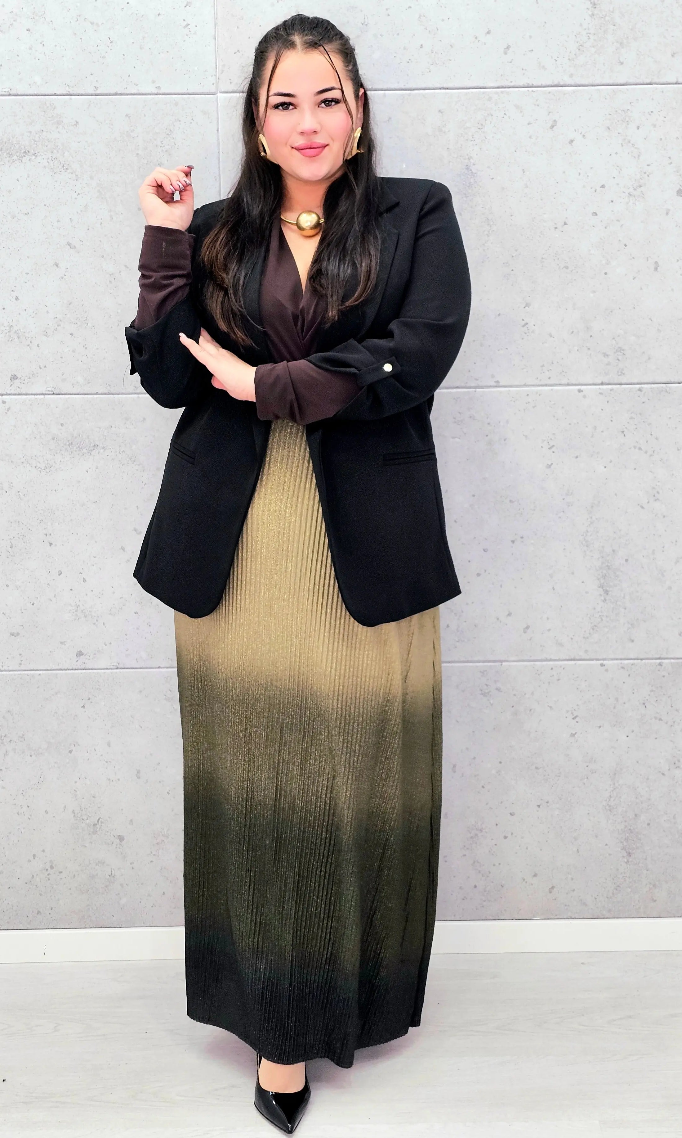 Plisowana spódnica maxi ombre plus size Stylowa XL