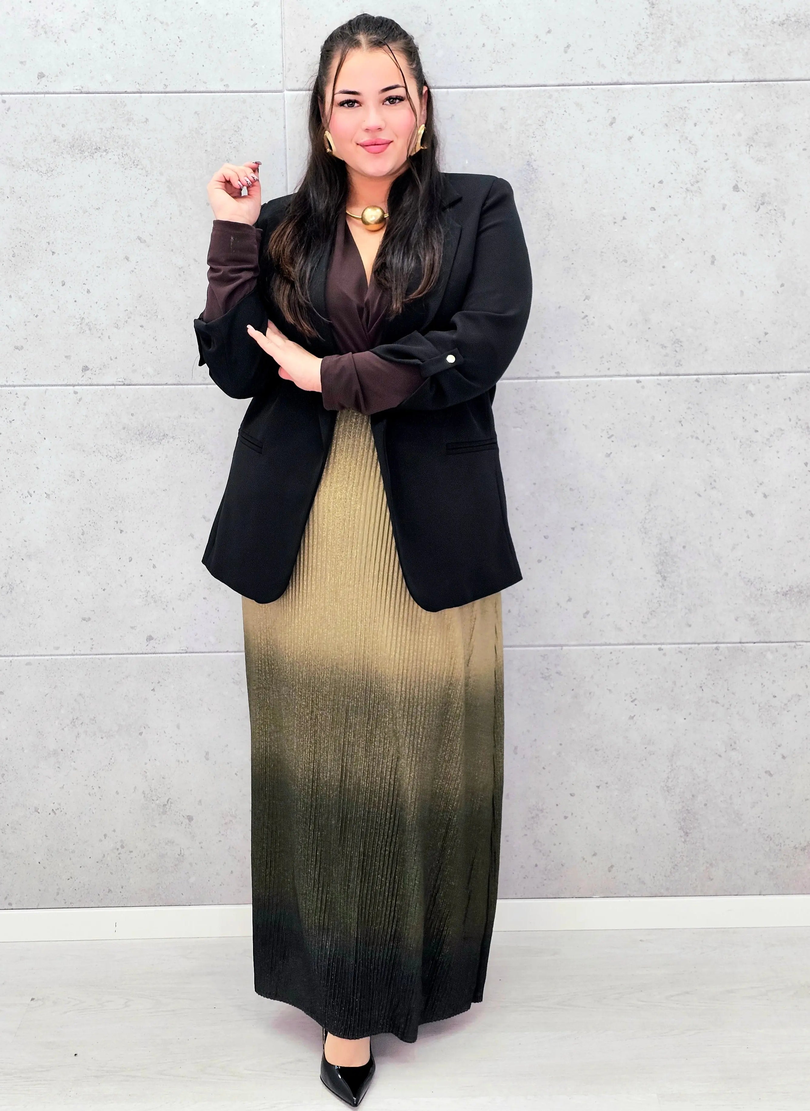 Plisowana spódnica maxi ombre plus size Stylowa XL