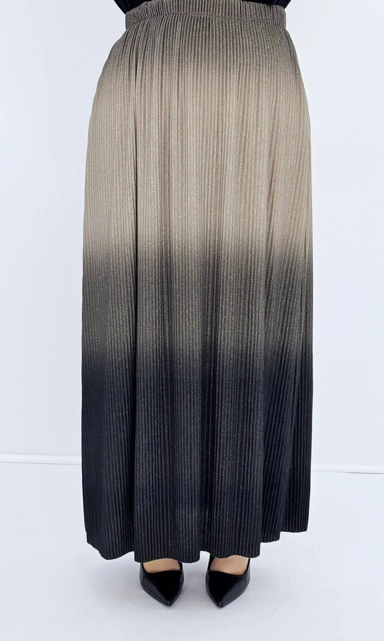 Plisowana spódnica ombre - szaro/czarna Stylowa XL