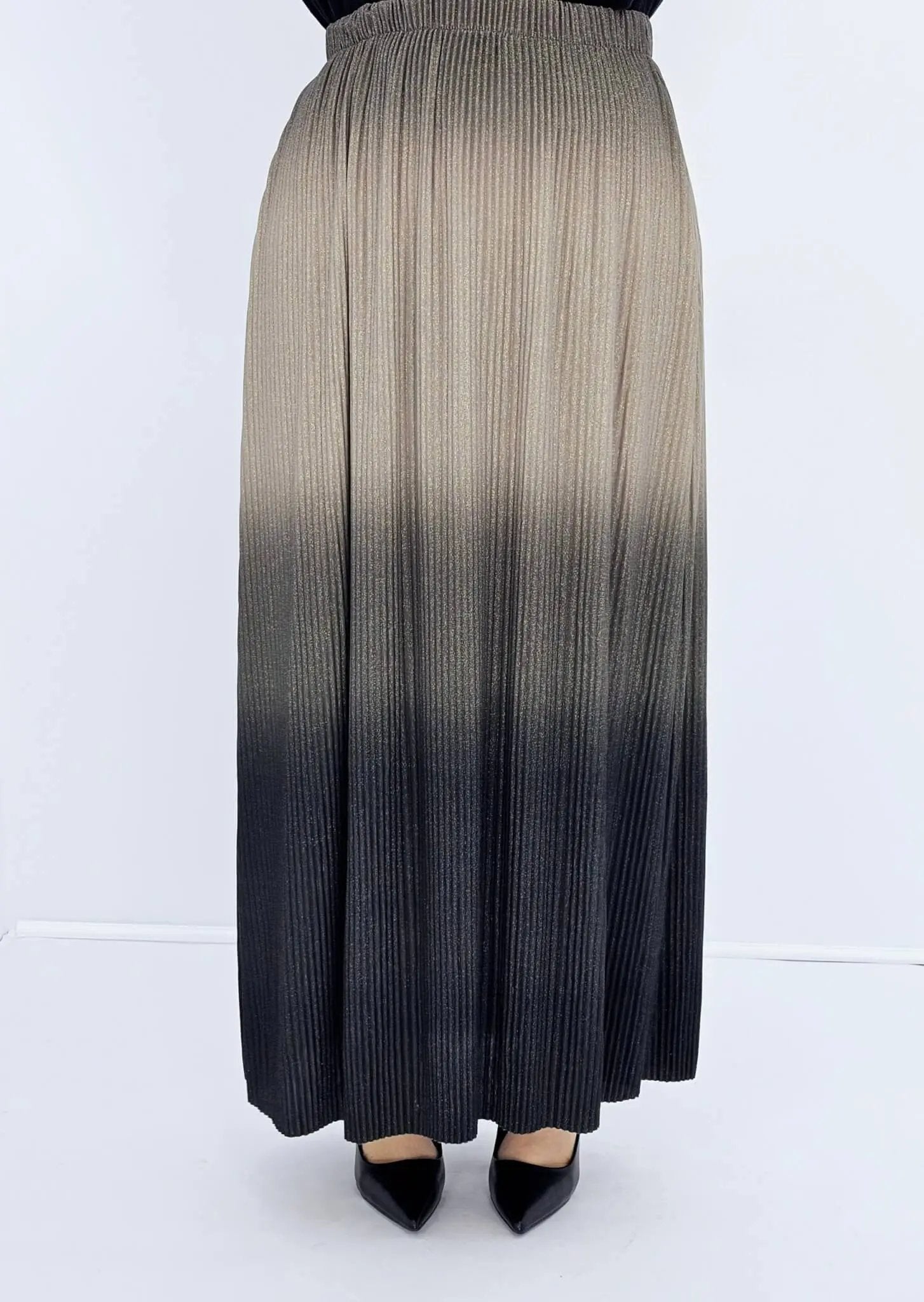 Plisowana spódnica ombre - szaro/czarna Stylowa XL