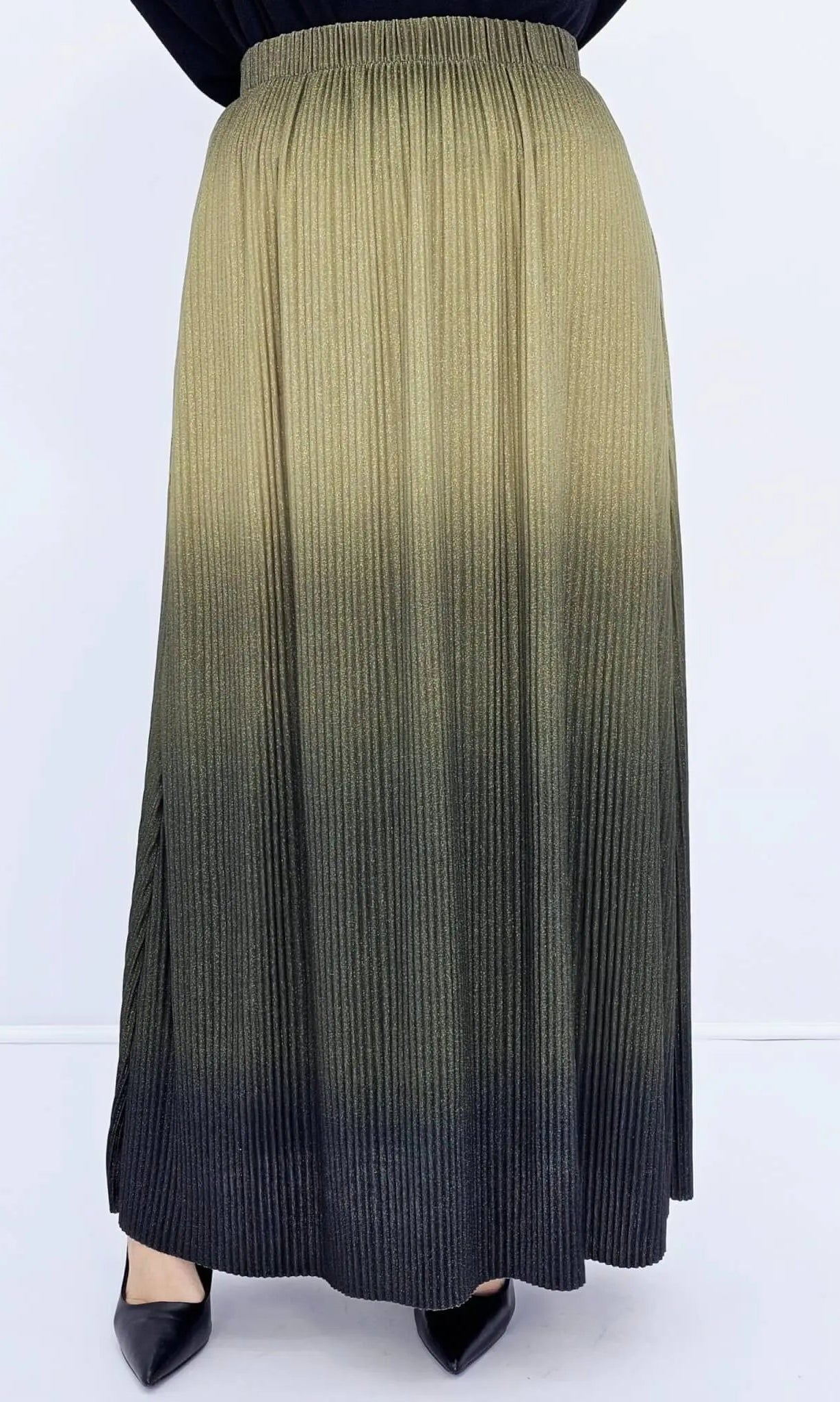 Plisowana spódnica ombre - zielona Stylowa XL