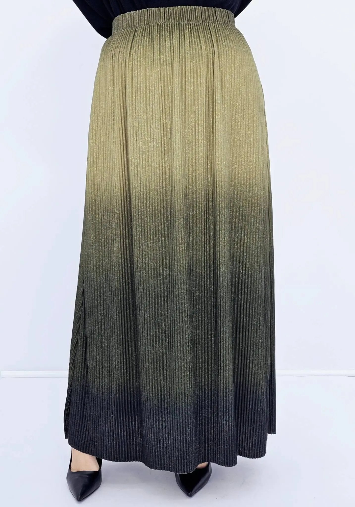 Plisowana spódnica ombre - zielona Stylowa XL