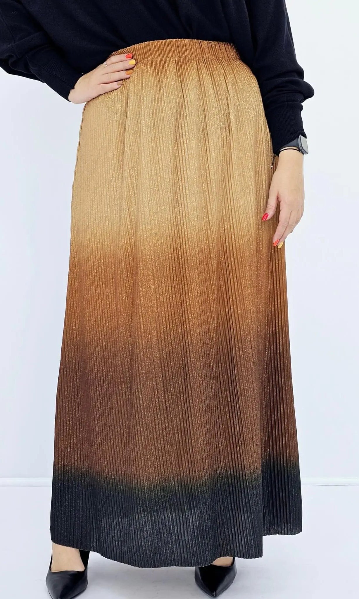 Plisowana spódnica ombre - złota Stylowa XL