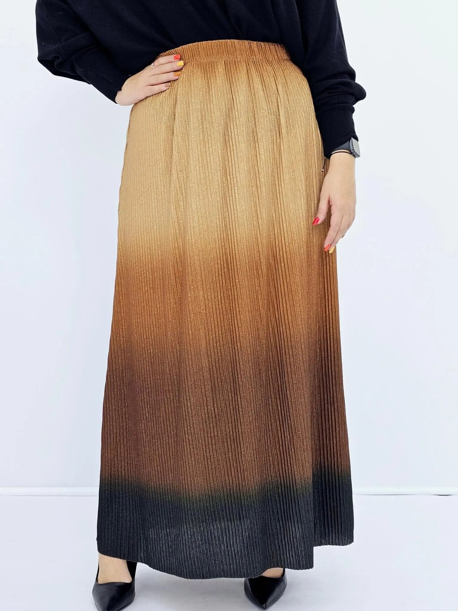 Plisowana spódnica ombre - złota Stylowa XL