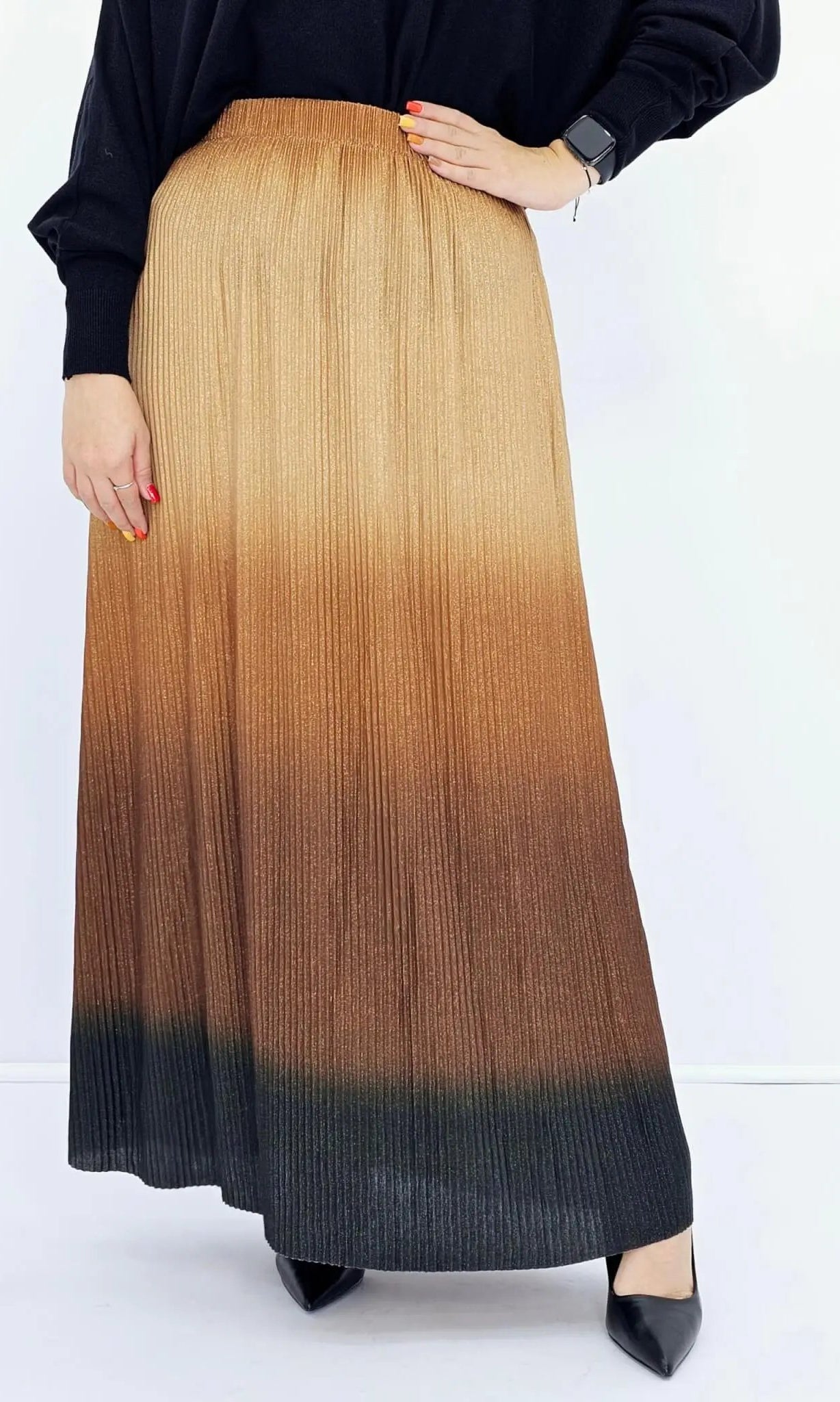 Plisowana spódnica ombre - złota Stylowa XL