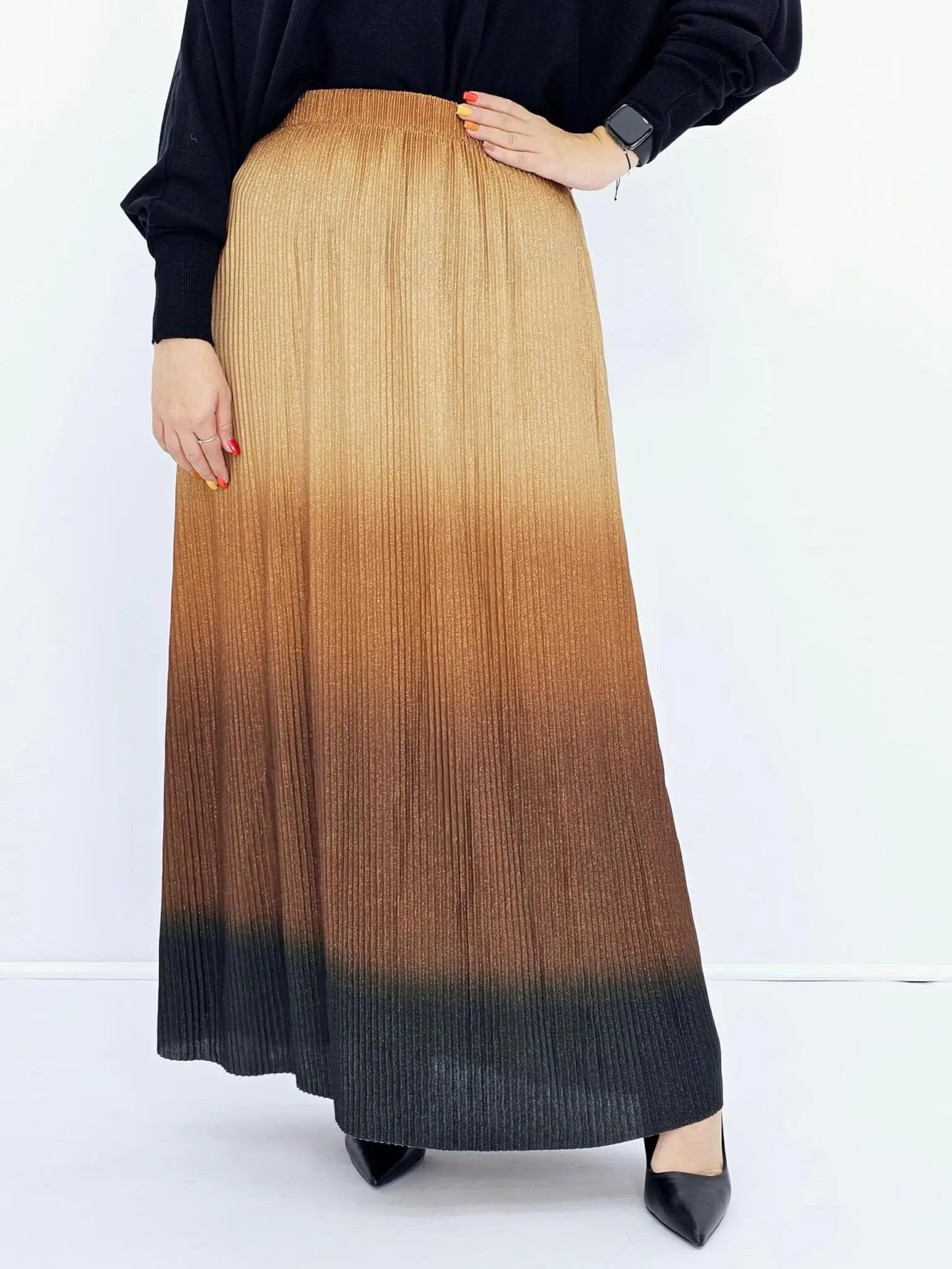 Plisowana spódnica ombre - złota Stylowa XL