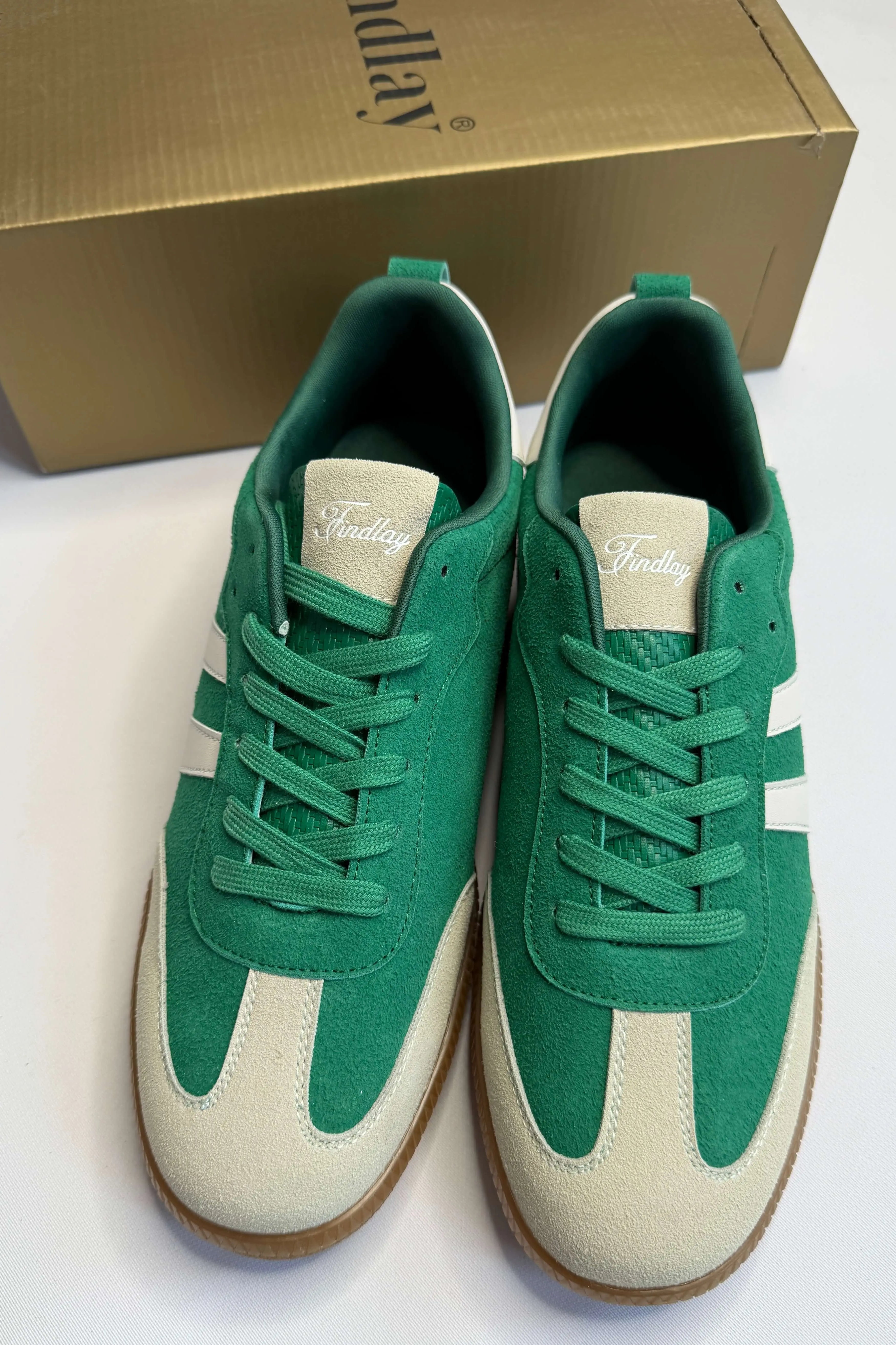 Sneakersy damskie Findlay zielone zamszowe z beżowymi wstawkami Stylowa XL