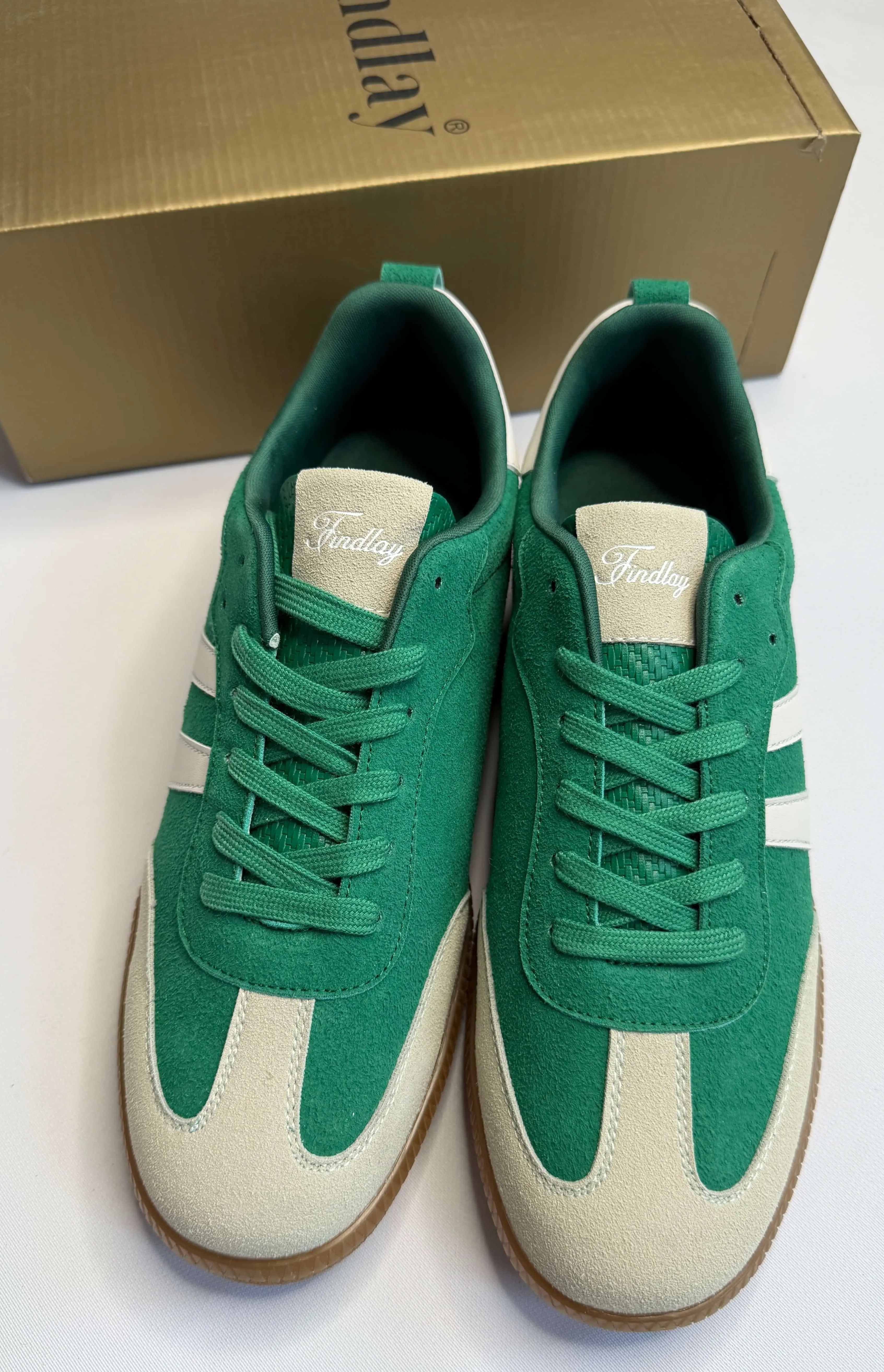 Sneakersy damskie Findlay zielone zamszowe z beżowymi wstawkami Stylowa XL