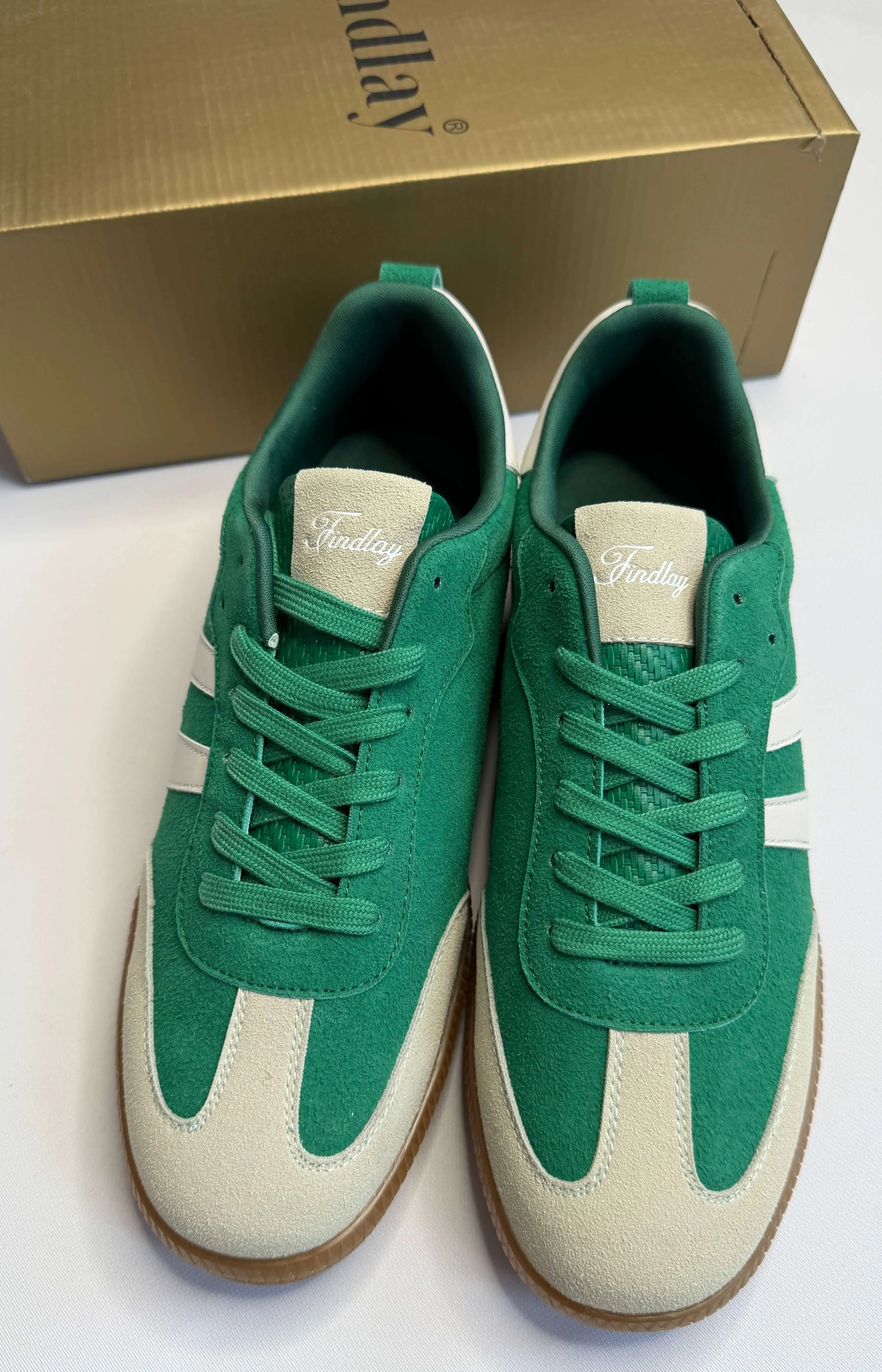 Sneakersy damskie Findlay zielone zamszowe z beżowymi wstawkami Stylowa XL