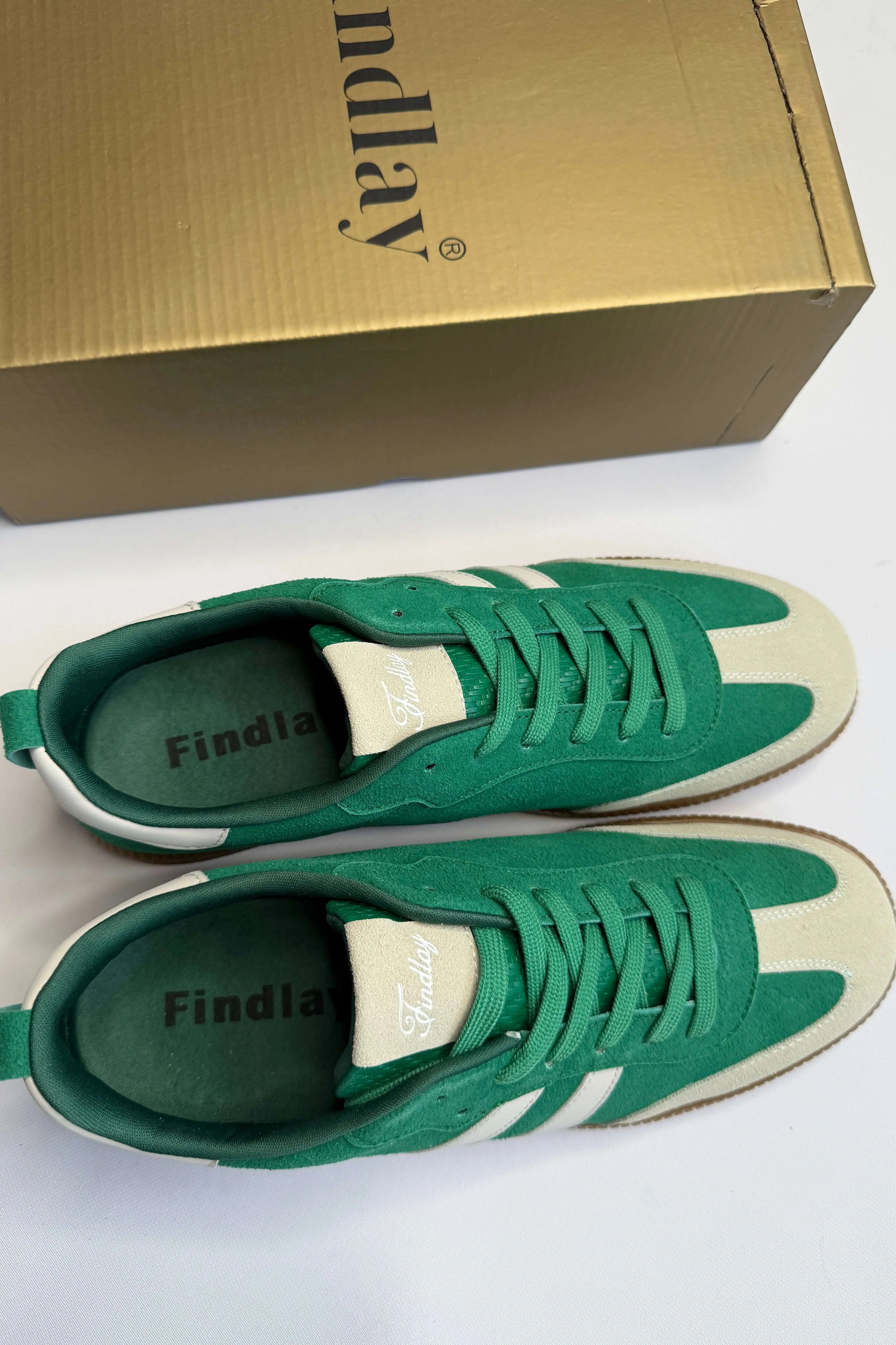 Sneakersy damskie Findlay zielone zamszowe z beżowymi wstawkami Stylowa XL