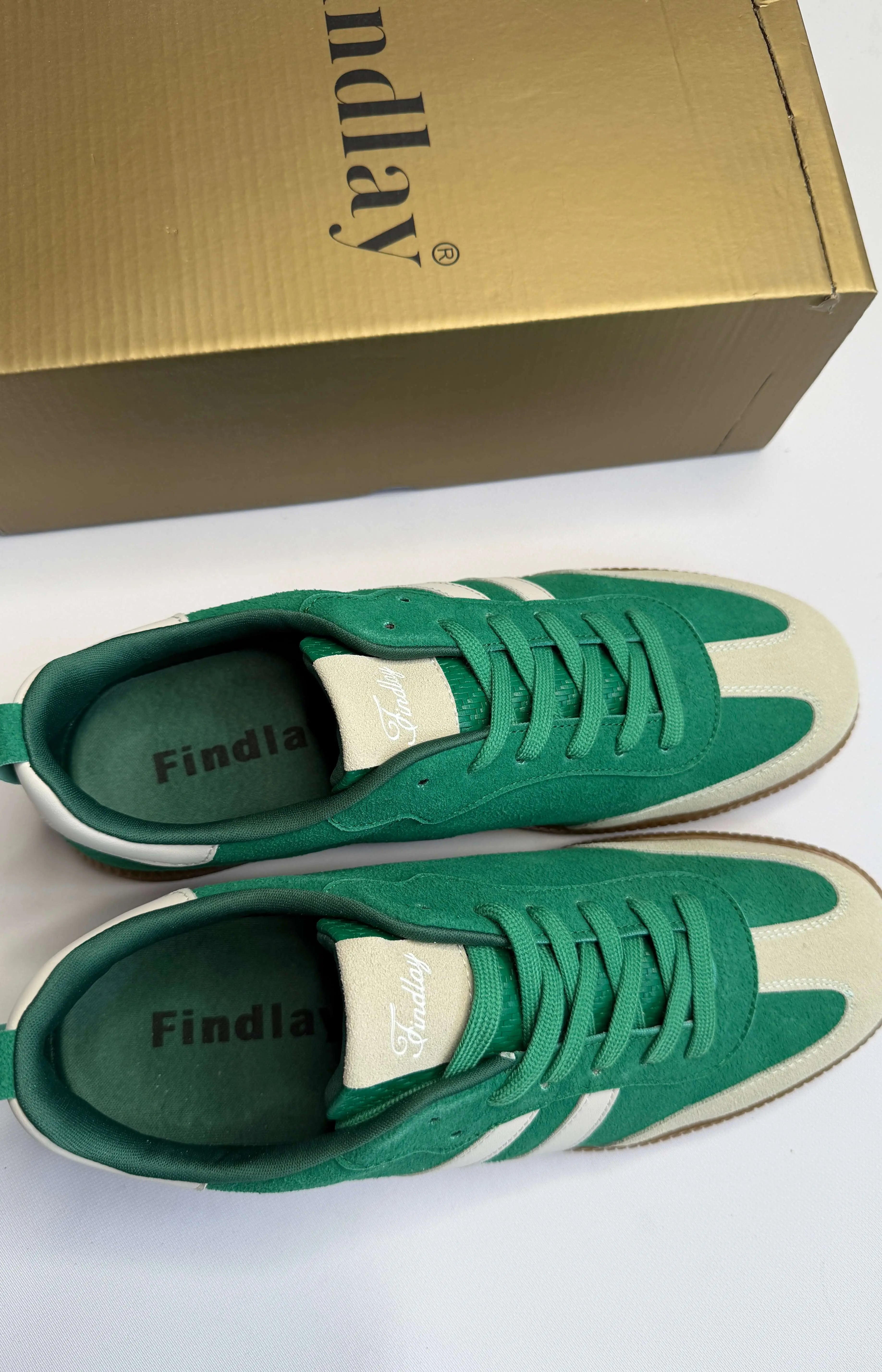 Sneakersy damskie Findlay zielone zamszowe z beżowymi wstawkami Stylowa XL