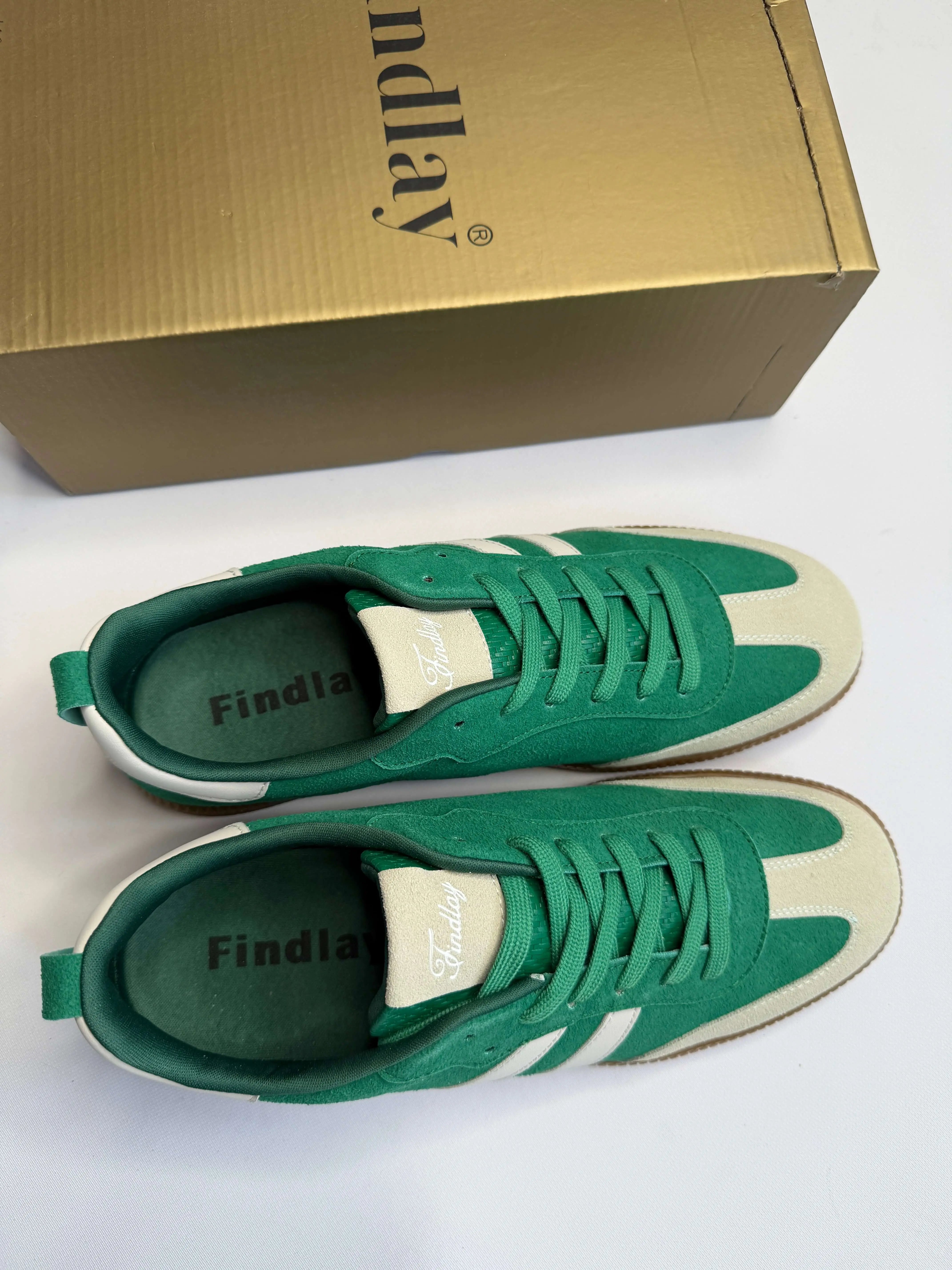 Sneakersy damskie Findlay zielone zamszowe z beżowymi wstawkami Stylowa XL