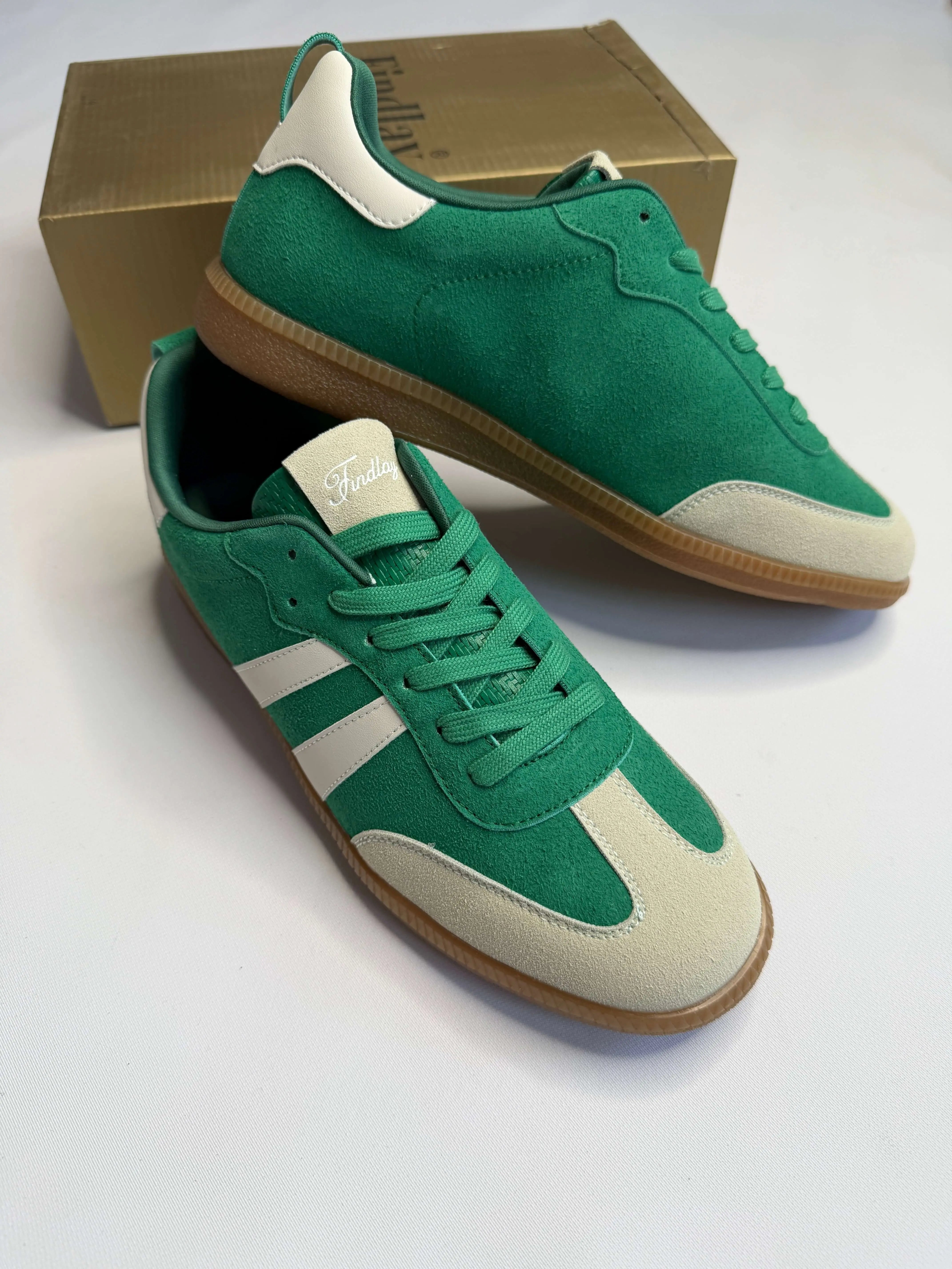 Sneakersy damskie Findlay zielone zamszowe z beżowymi wstawkami Stylowa XL